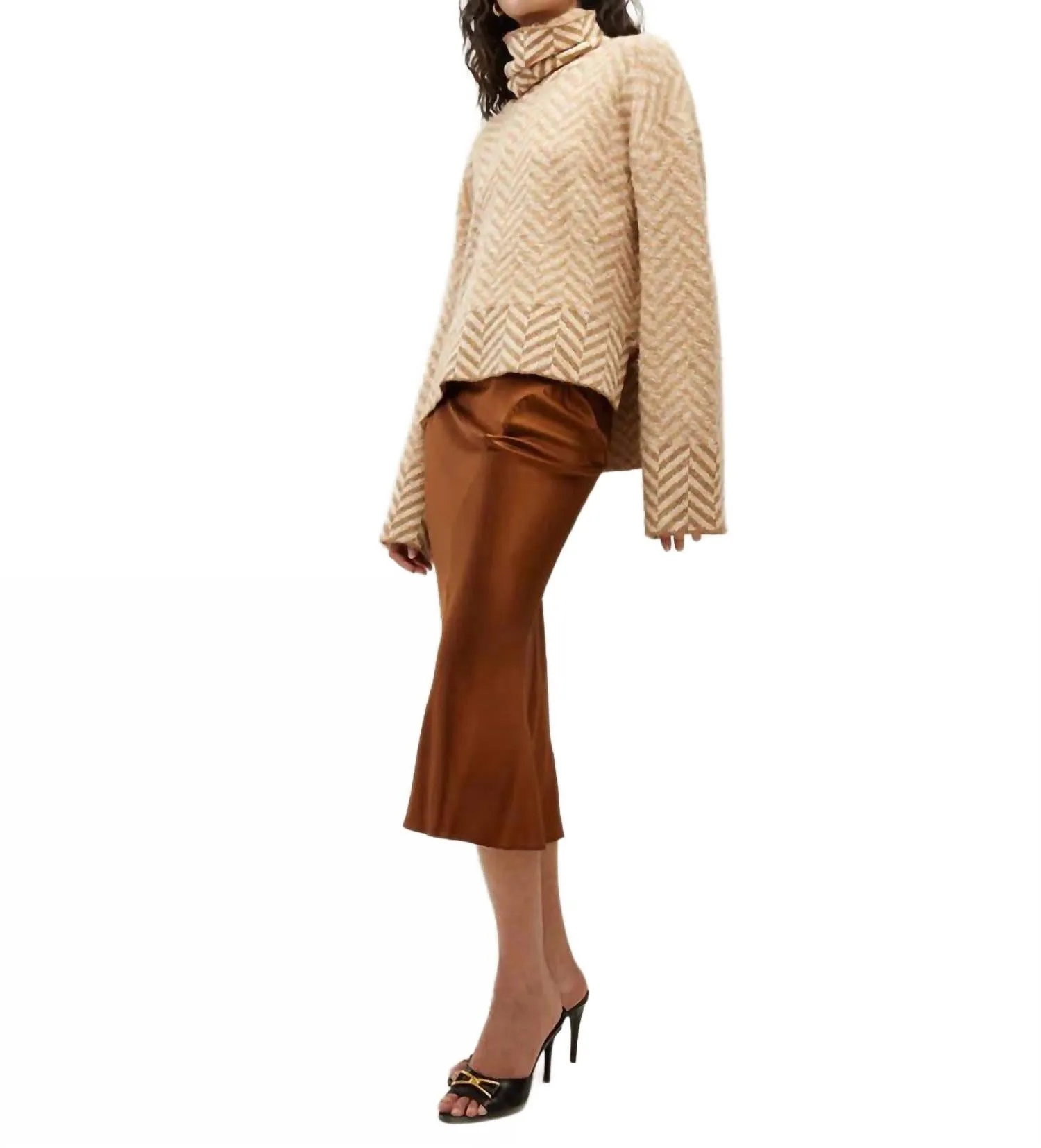 Bolina Sweater In Camel Herringbone
