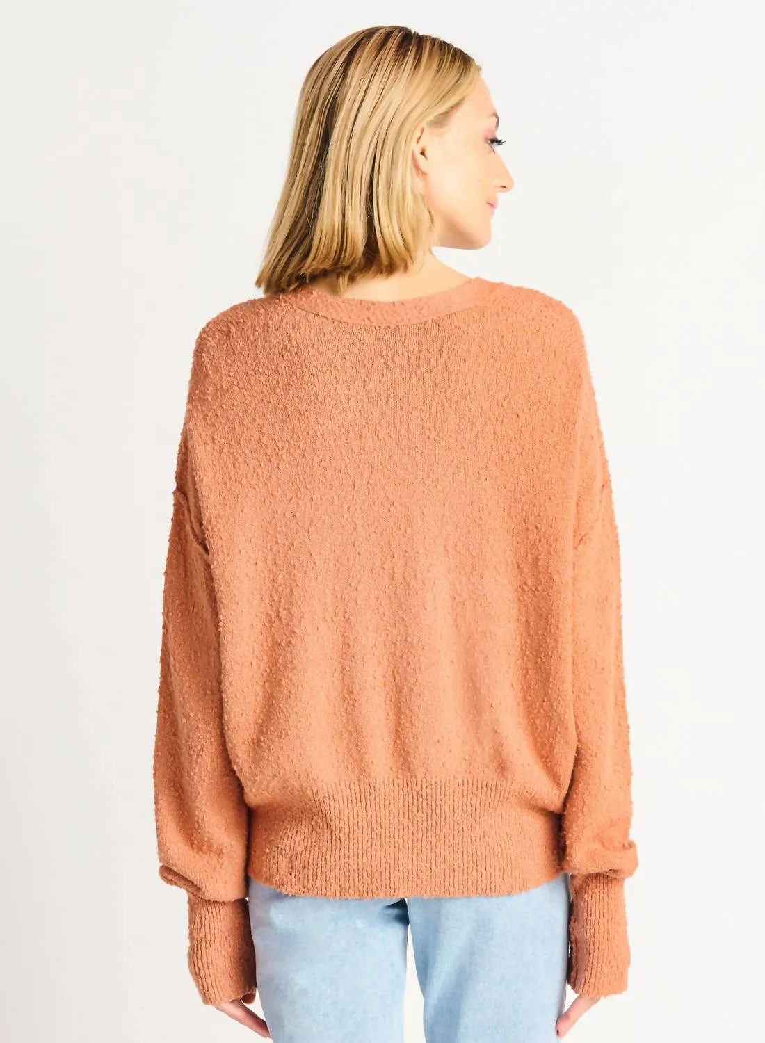 Boucle Button Front Cardigan In Orange