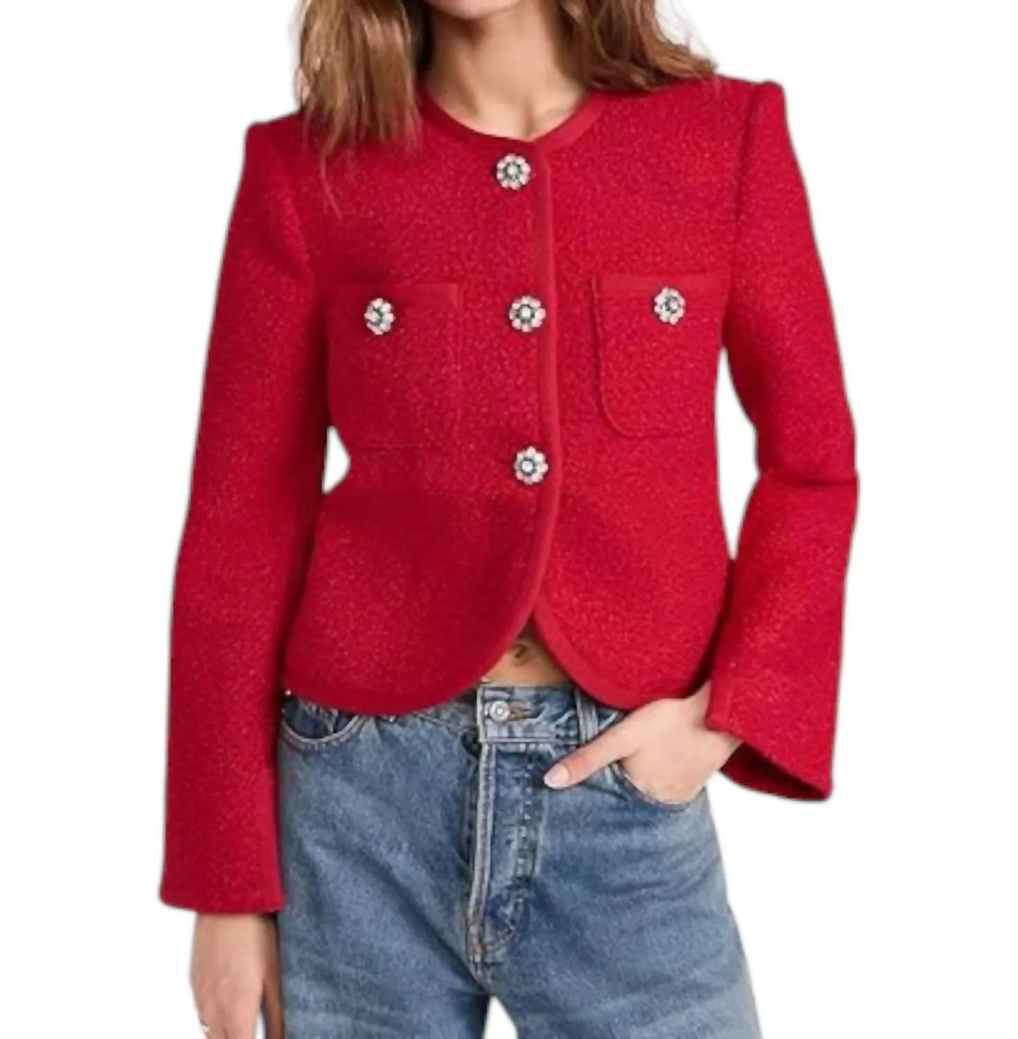 Boucle Junia Jacket In Red