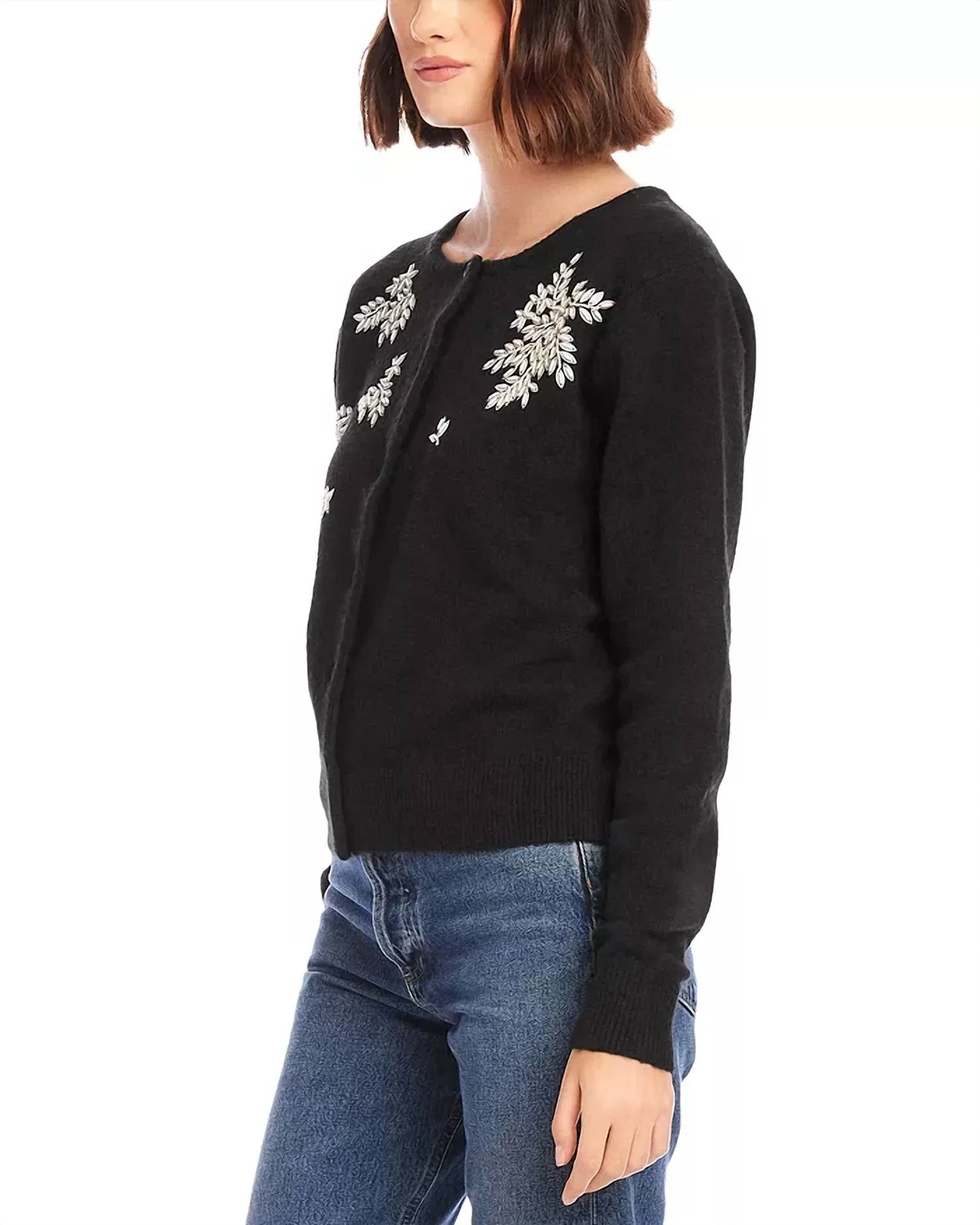 Bree Embellished Cardigan In Black