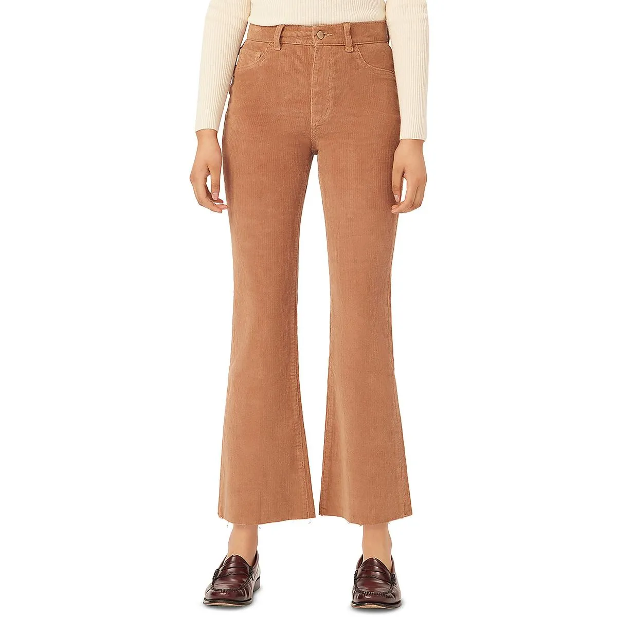 Bridget Womens Frayed Hem Corduroy Bootcut Pants