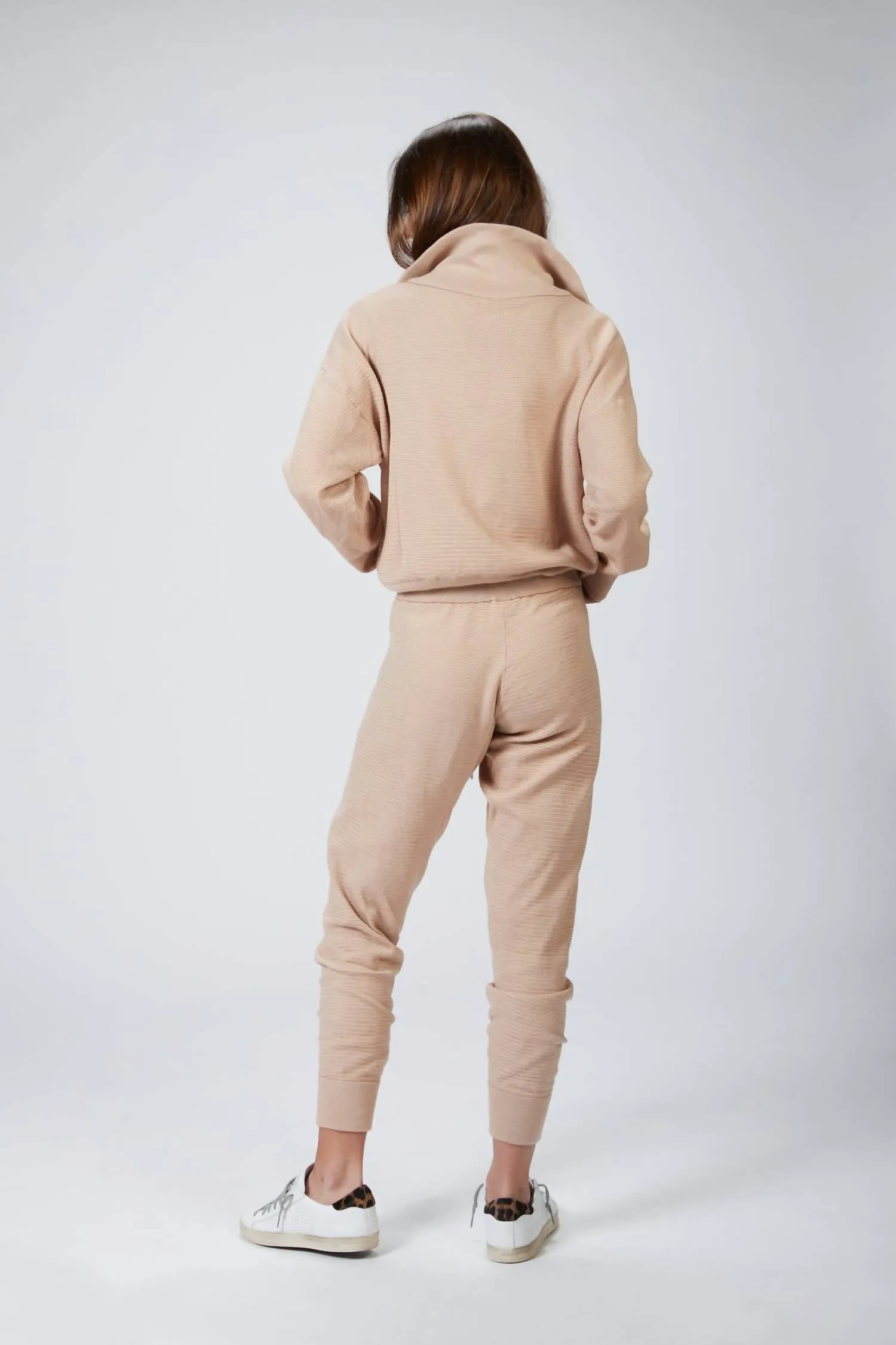 Buckingham Knit Half Zip In Praline Ivory
