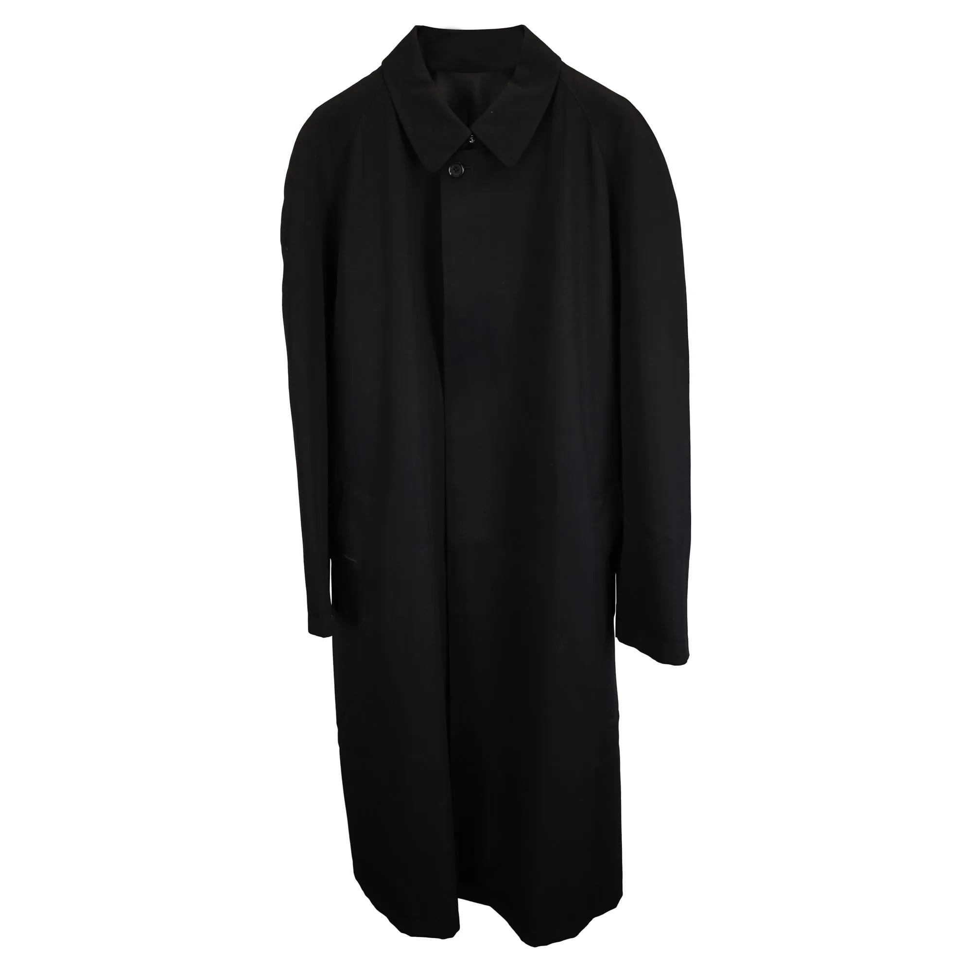 Burberry Long Camden Heritage Car Coat in Navy Blue Wool