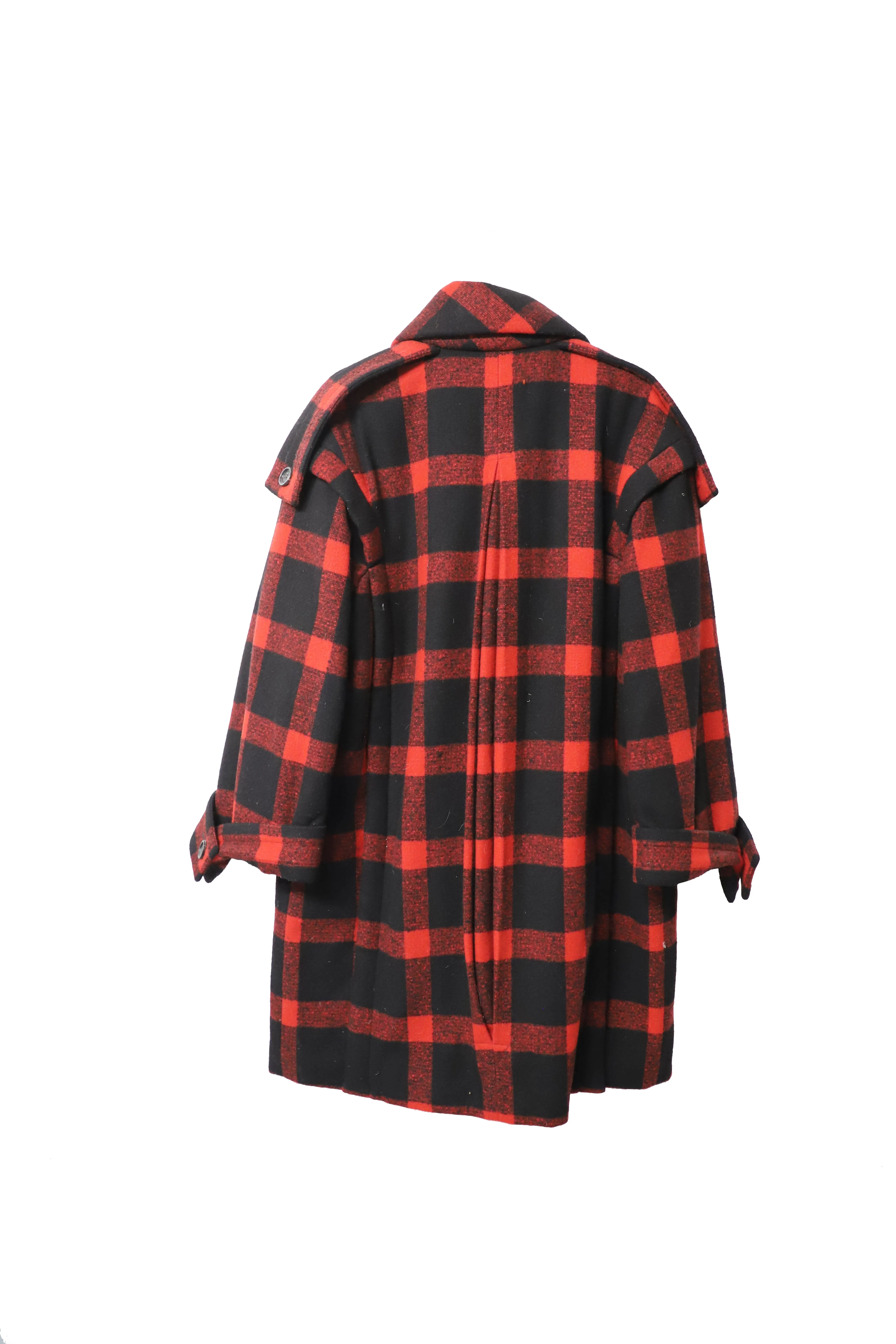 Burberry Plaid Winter Coat in Red Wool