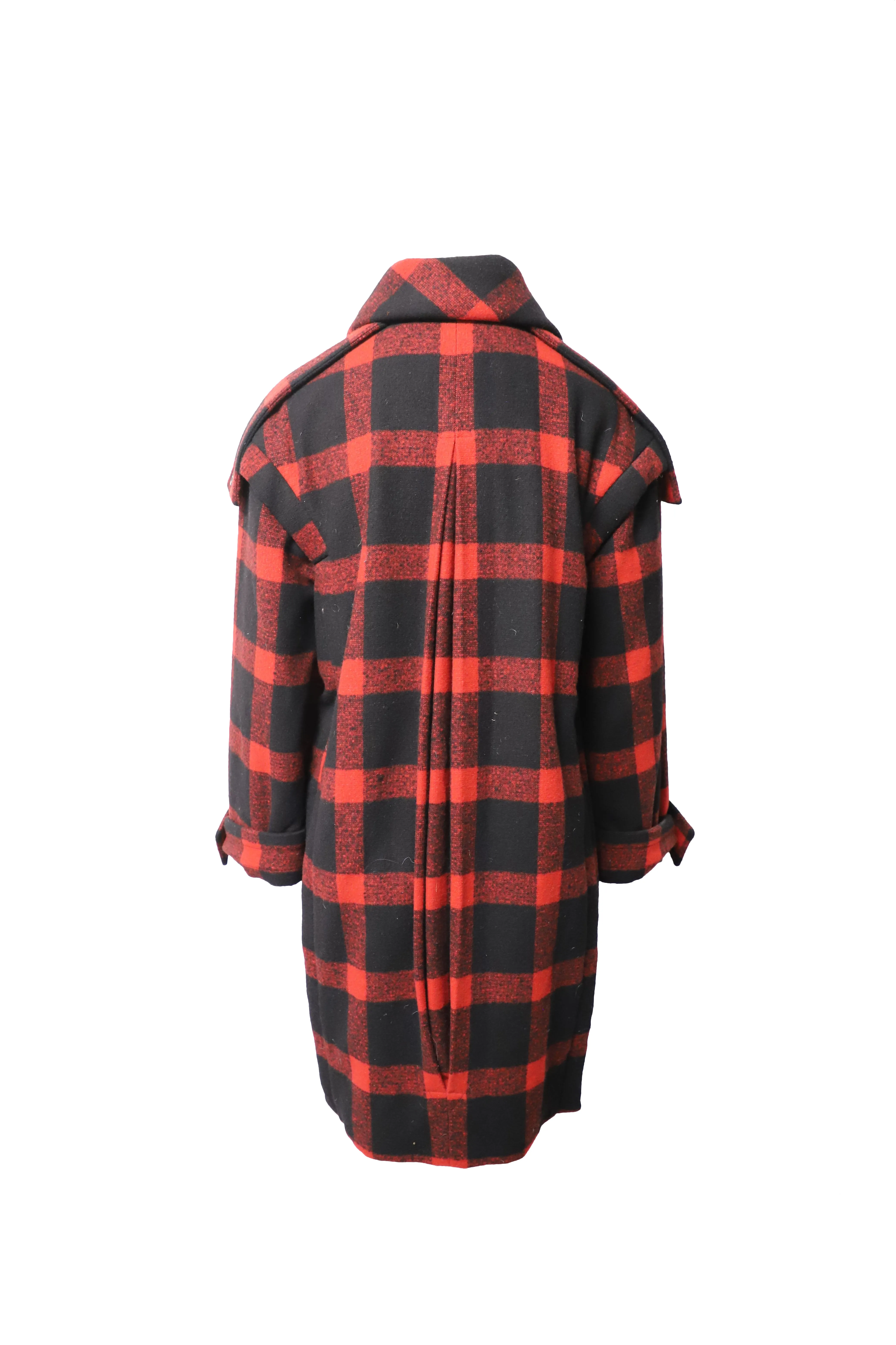 Burberry Plaid Winter Coat in Red Wool