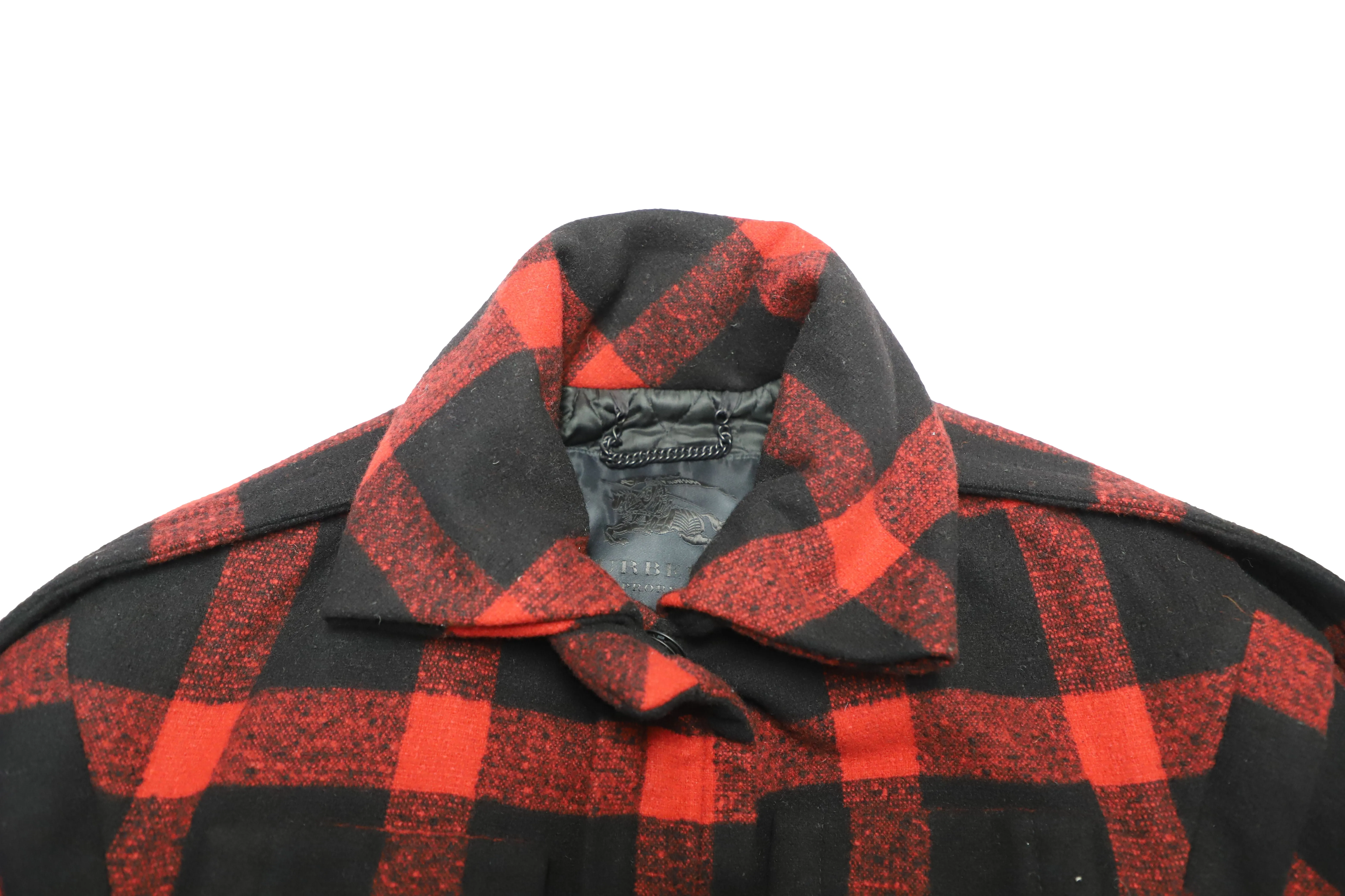 Burberry Plaid Winter Coat in Red Wool
