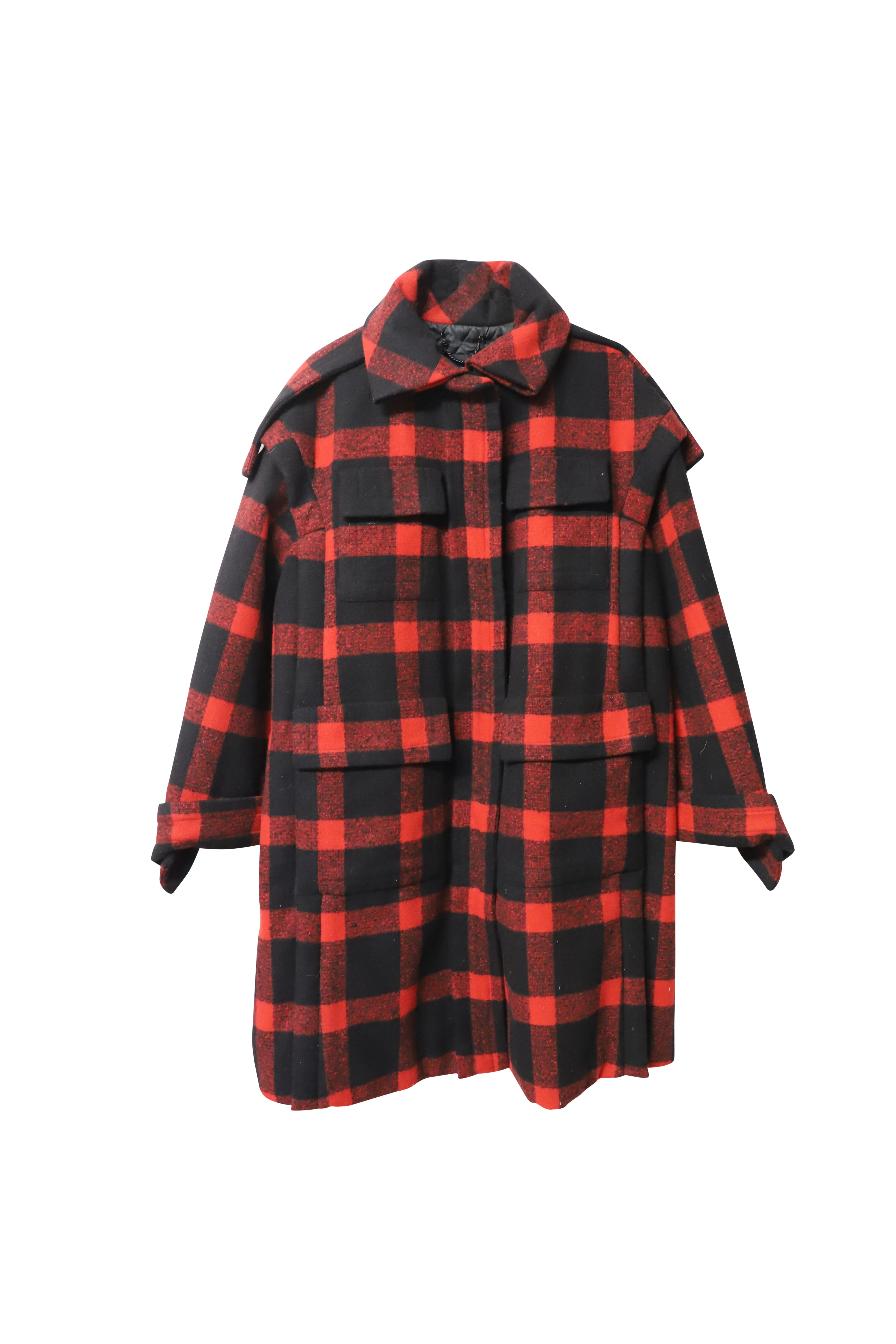 Burberry Plaid Winter Coat in Red Wool