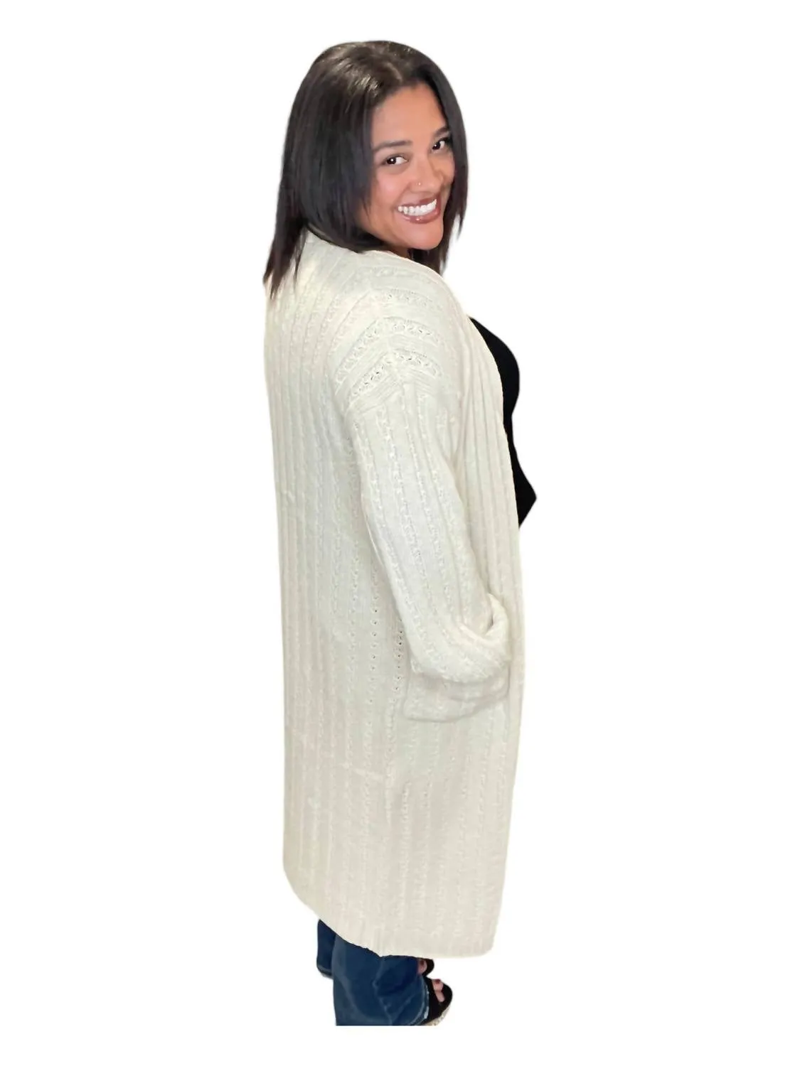 Button Up Sweater Cardigan In Vanilla