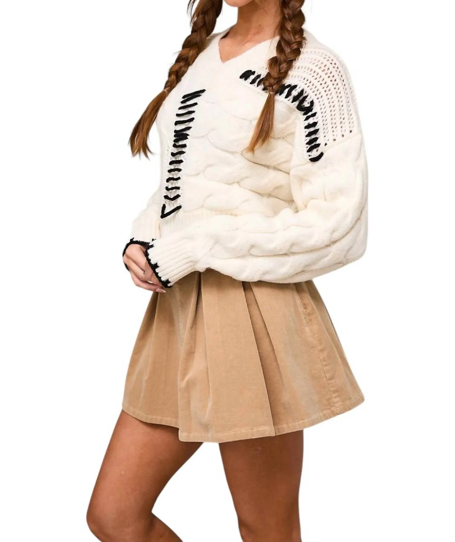 Cable & Stitch Sweater In White