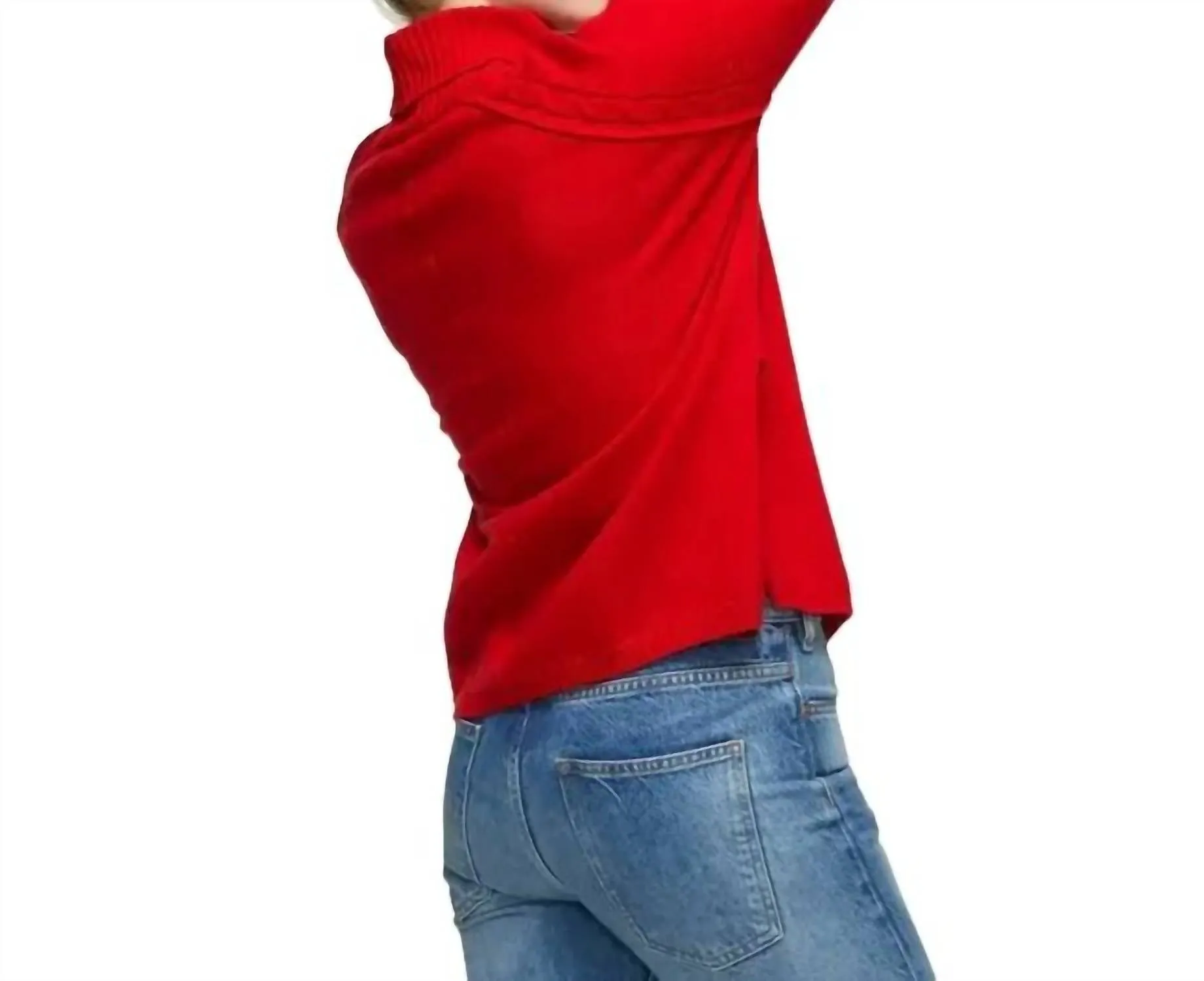 Cable Trim Sweater In Scarlet