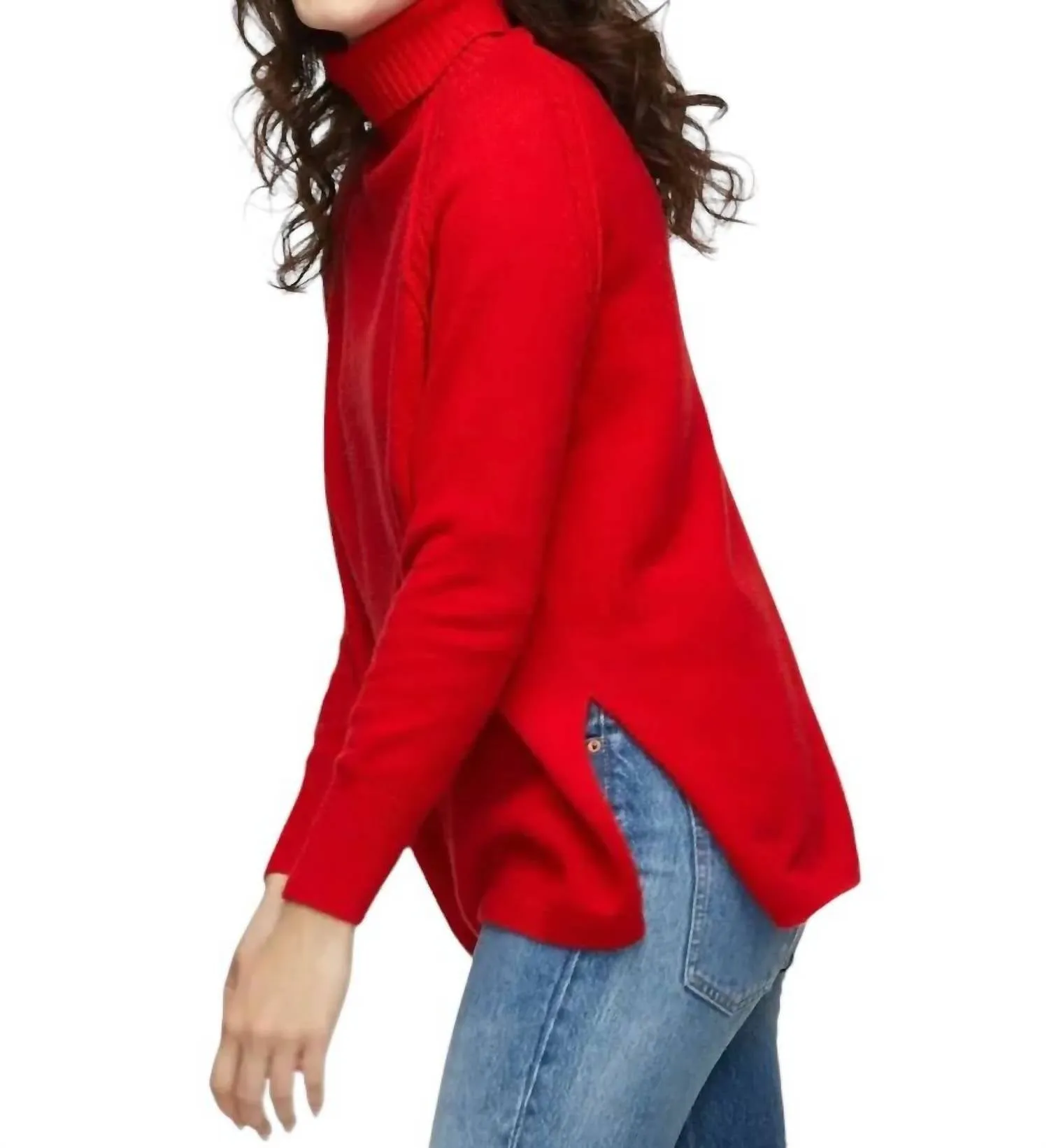 Cable Trim Sweater In Scarlet