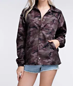 Camo Coaches Jacket In Gray