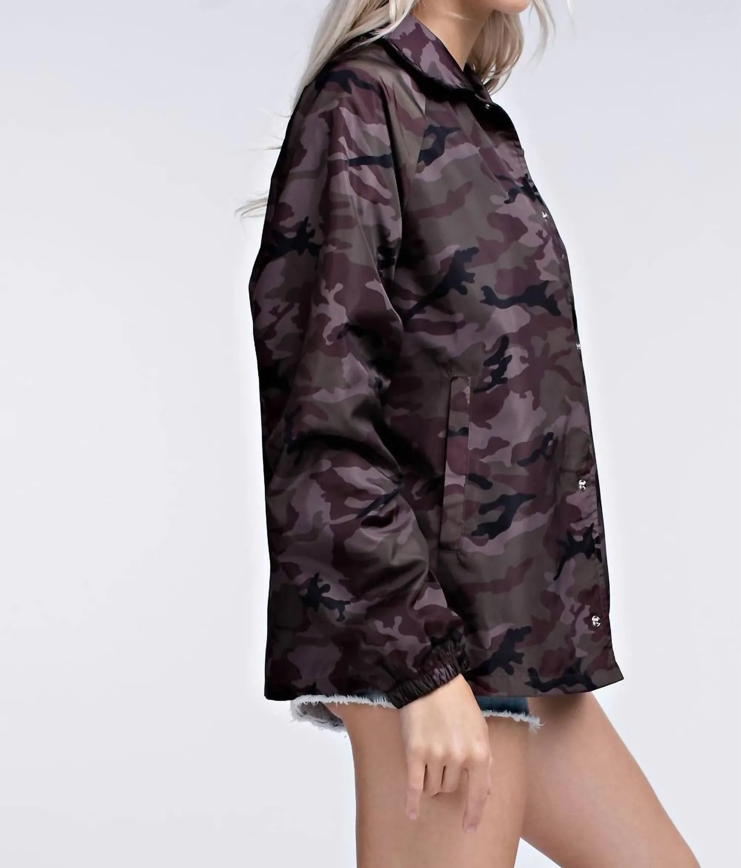 Camo Coaches Jacket In Gray