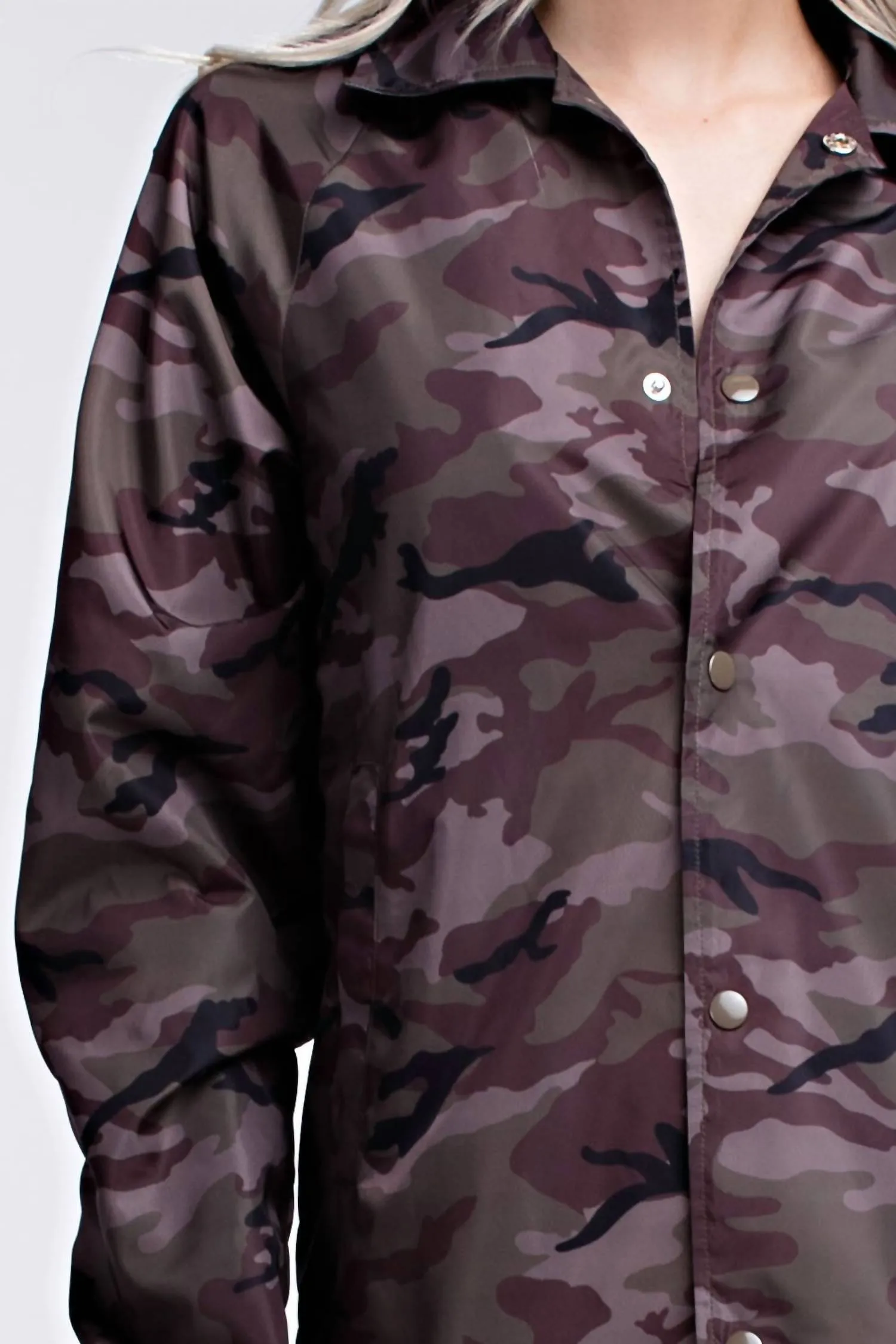 Camo Coaches Jacket In Gray