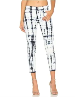 Capri Crop Tie Dye Skinny Jeans In Blue &amp; White