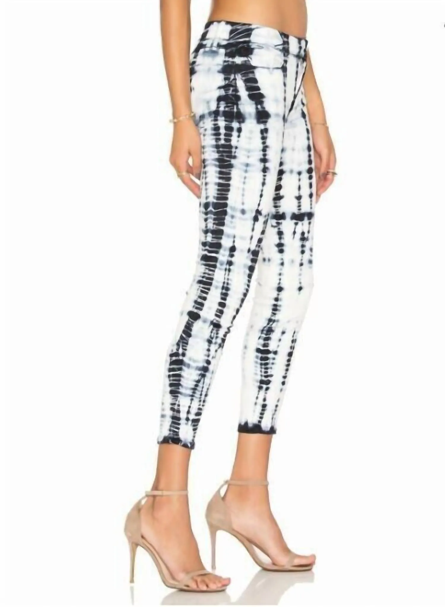 Capri Crop Tie Dye Skinny Jeans In Blue &amp; White