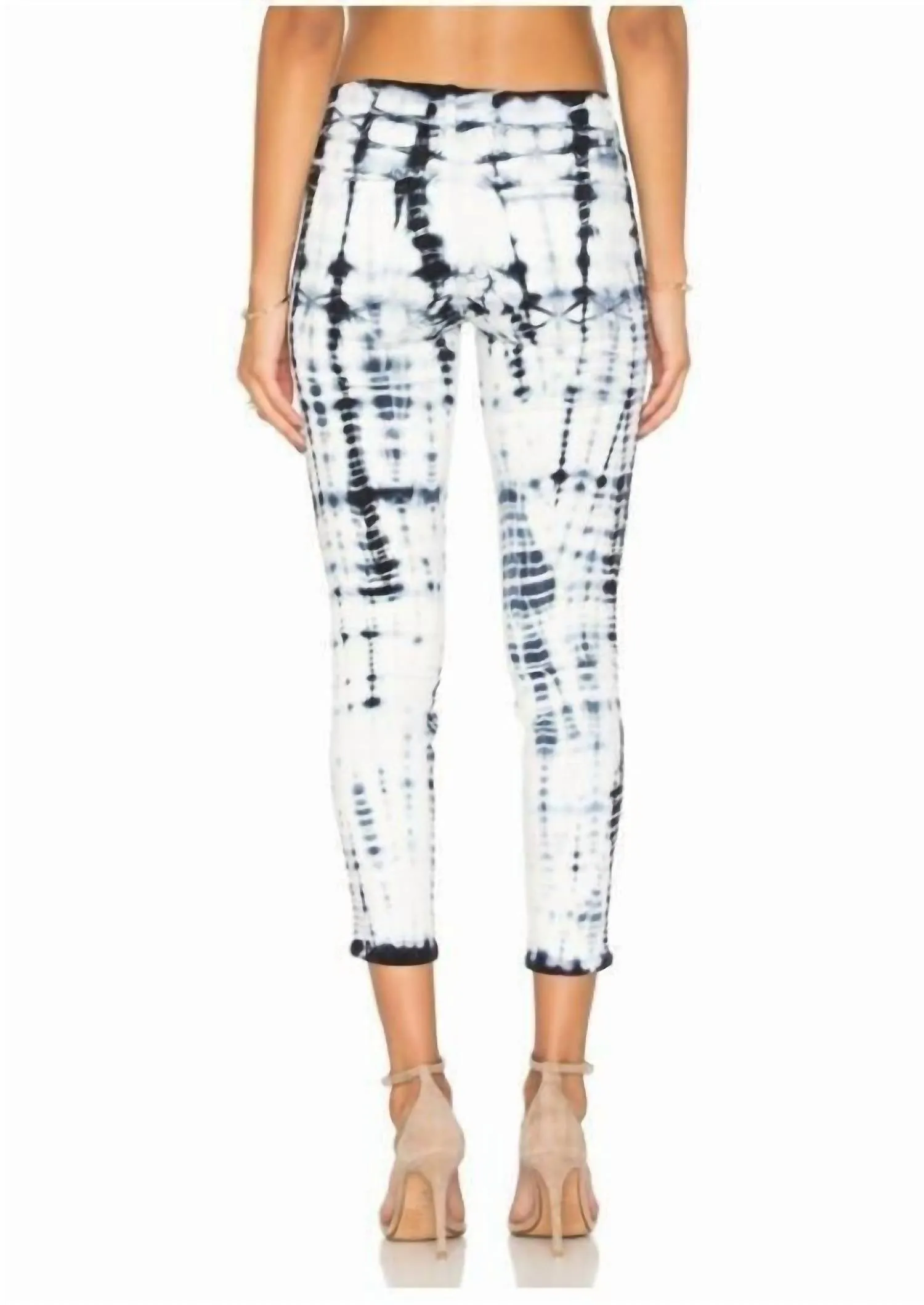 Capri Crop Tie Dye Skinny Jeans In Blue &amp; White