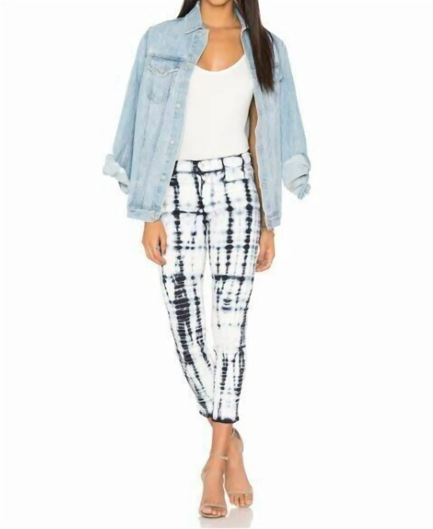 Capri Crop Tie Dye Skinny Jeans In Blue &amp; White