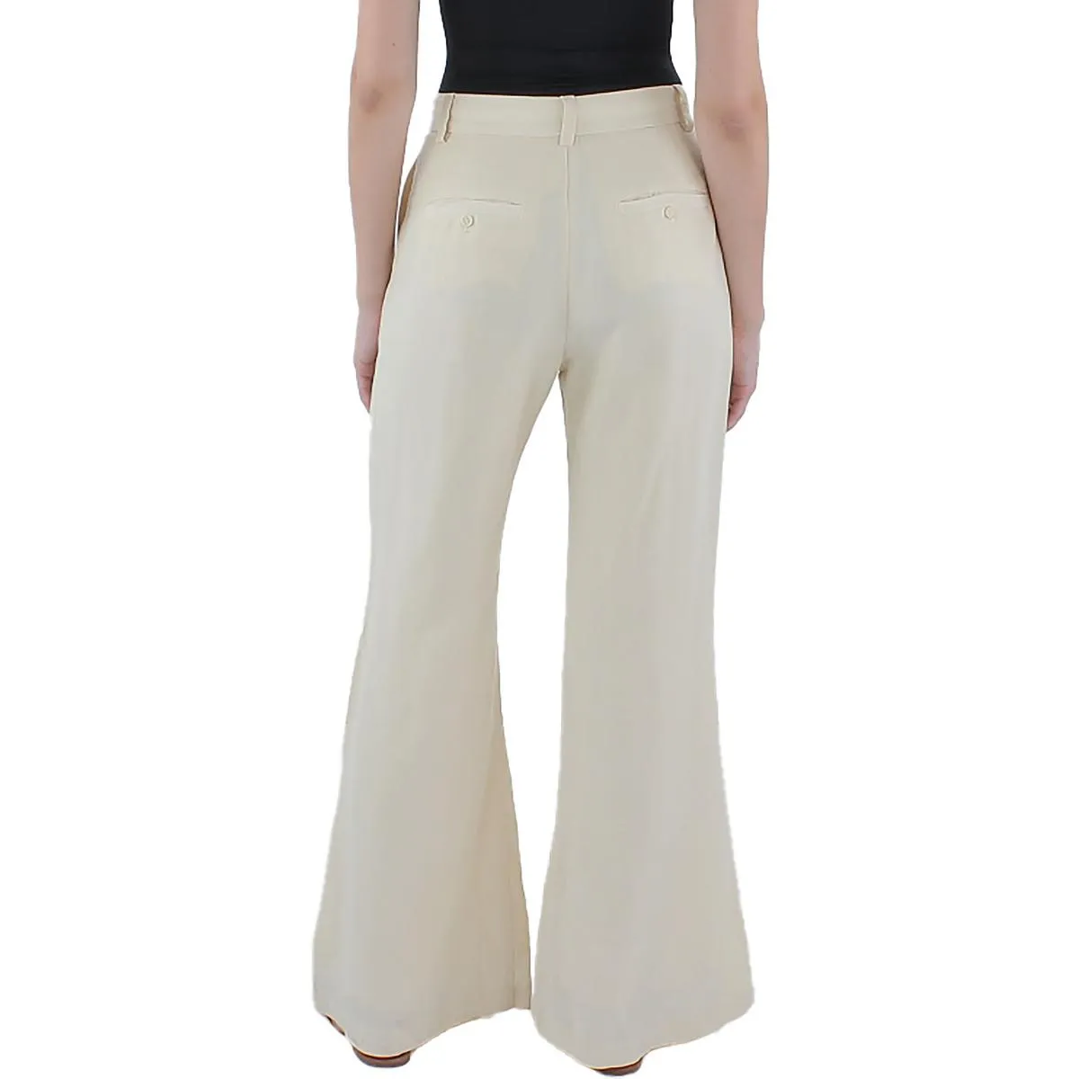 Carass Womens Linen Flare Legs Wide Leg Pants