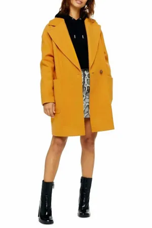 Carly Oversized Slouchy Coat In Mustard
