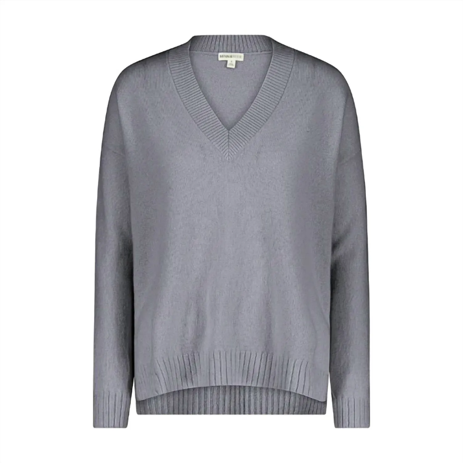Cashmere Long And Lean V Sweater In Grey Shadow