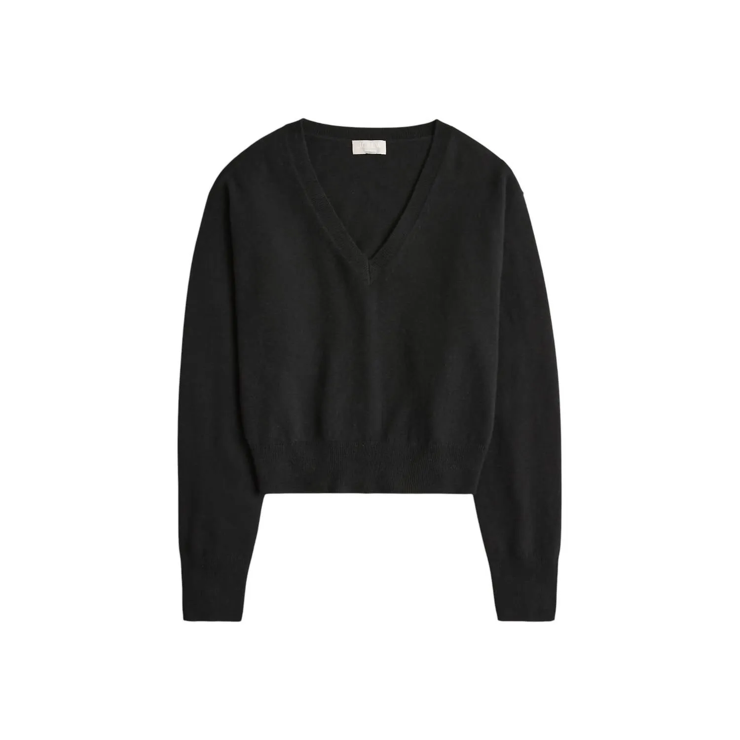 Cashmere Shrunken V-Neck Sweater In Black