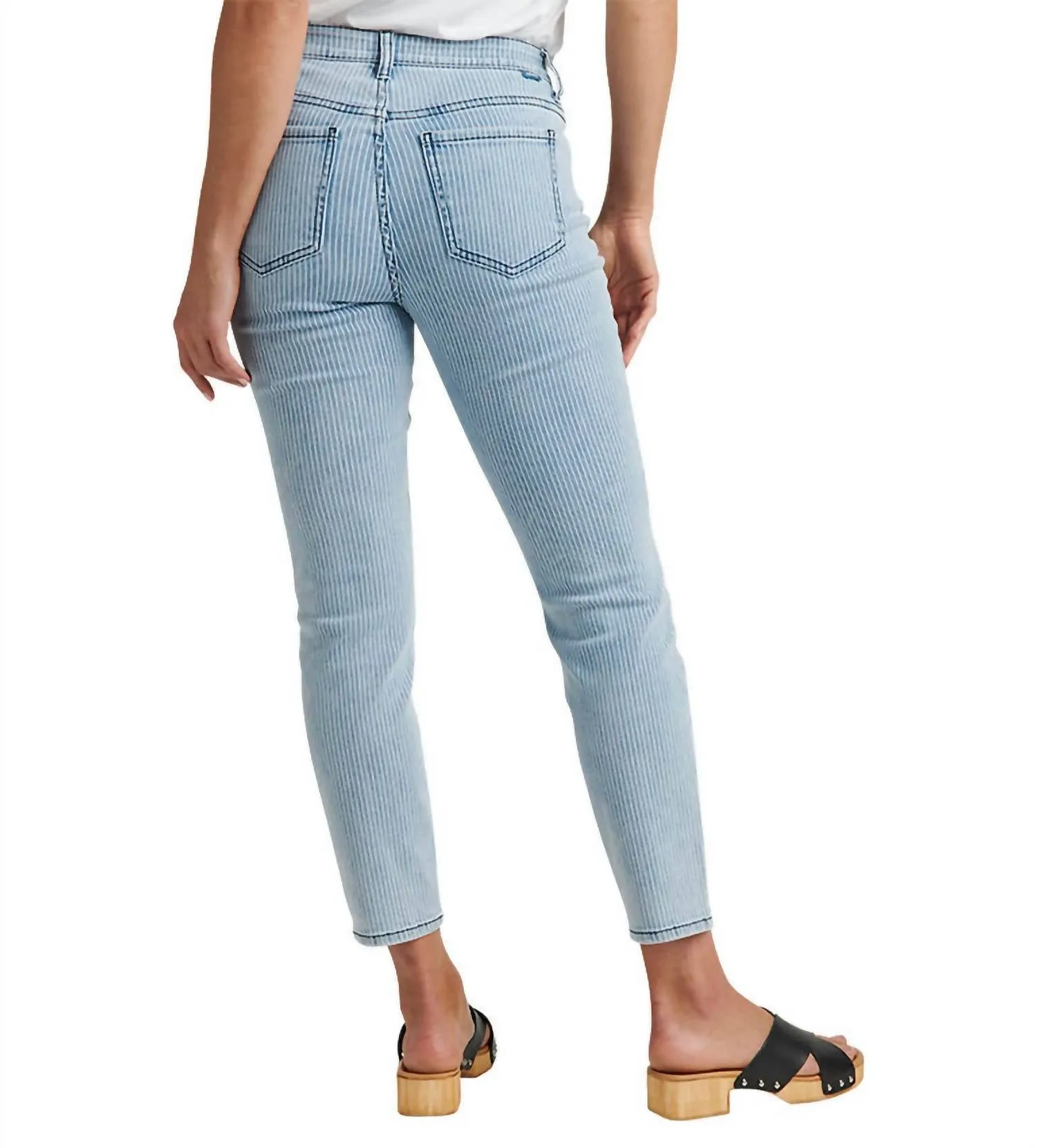 Cecilia Mid Rise Skinny Jean In Bleached-Stripe