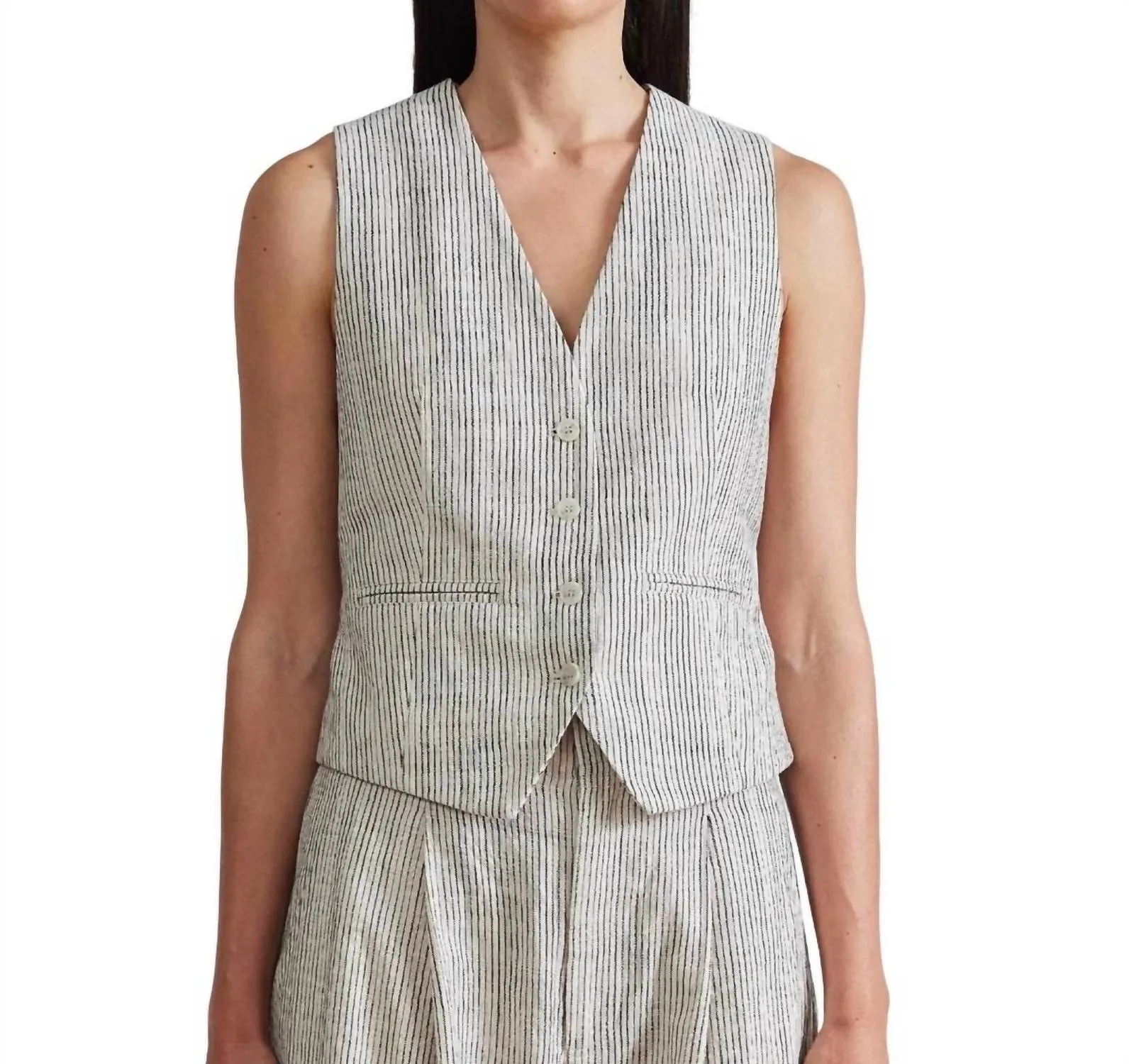Cecilia Vest In Cream Pin Stripe