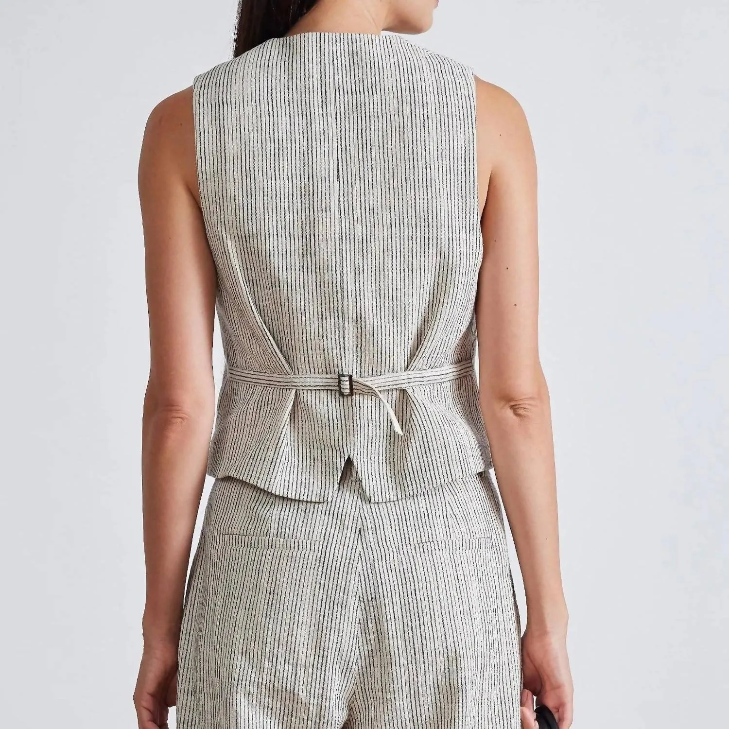 Cecilia Vest In Cream Pin Stripe