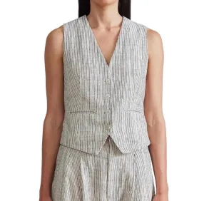 Cecilia Vest In Cream Pin Stripe