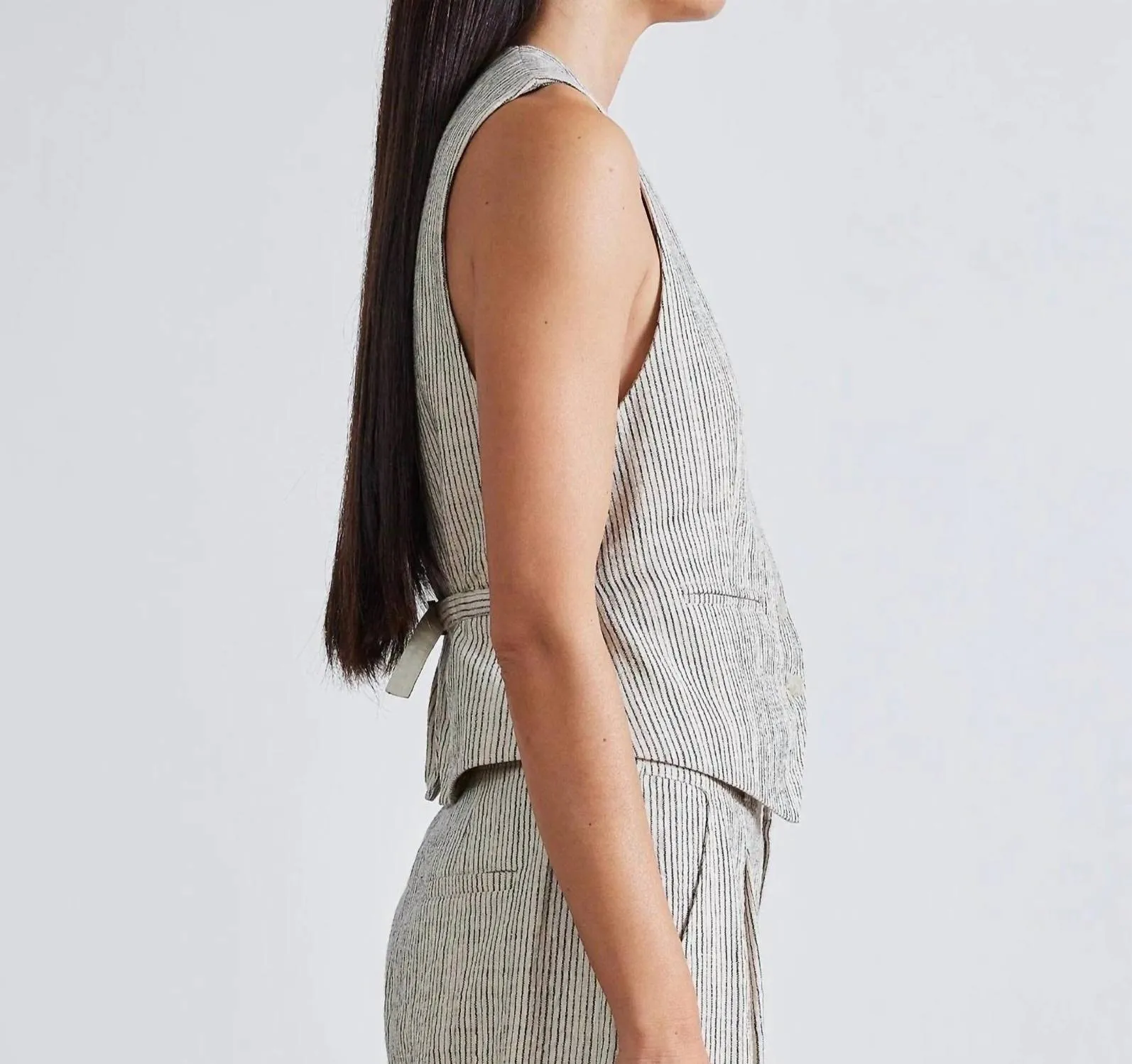 Cecilia Vest In Cream Pin Stripe