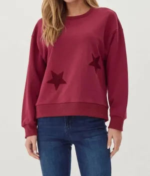 Chenille Stars Sweatshirt In Burgundy