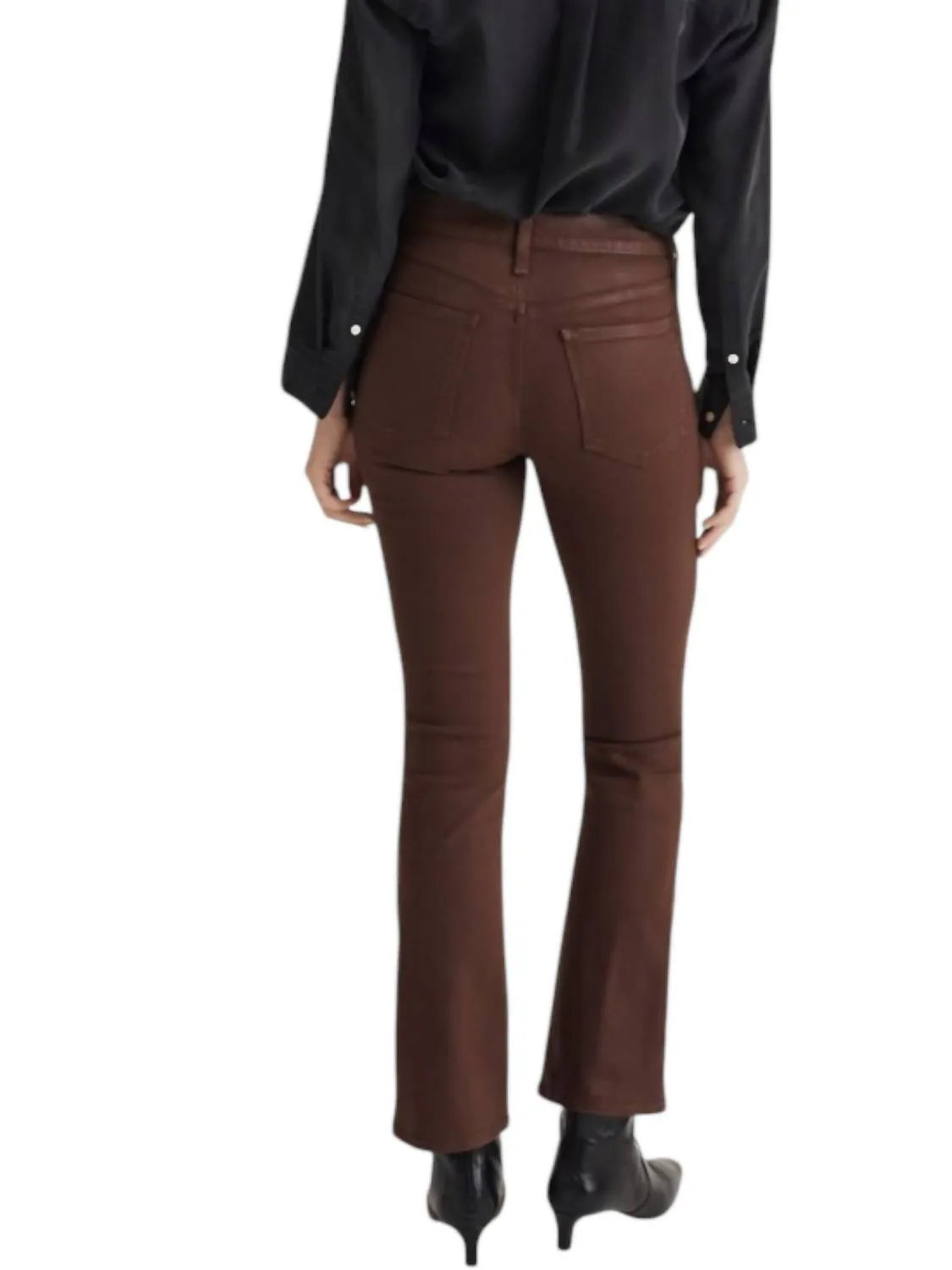 Coated Jeans Kickout Crop Pants In Hot Cocoa