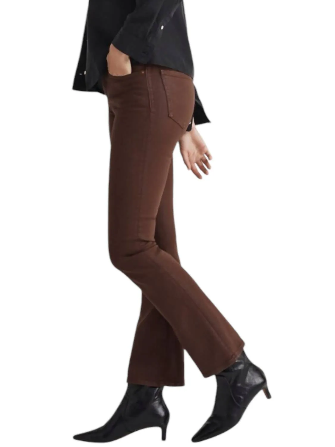 Coated Jeans Kickout Crop Pants In Hot Cocoa