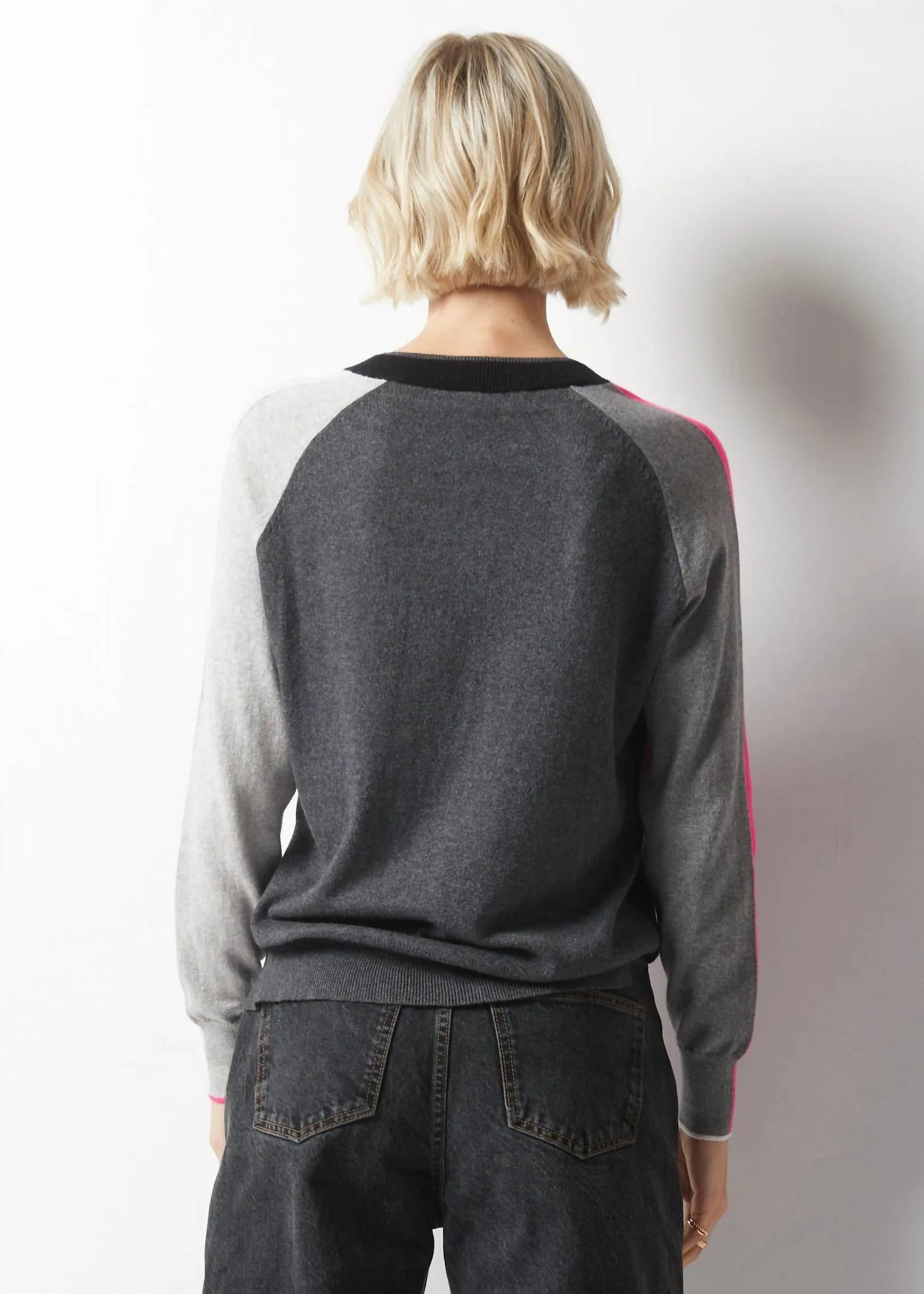 Collage V-Neck Sweater In Black