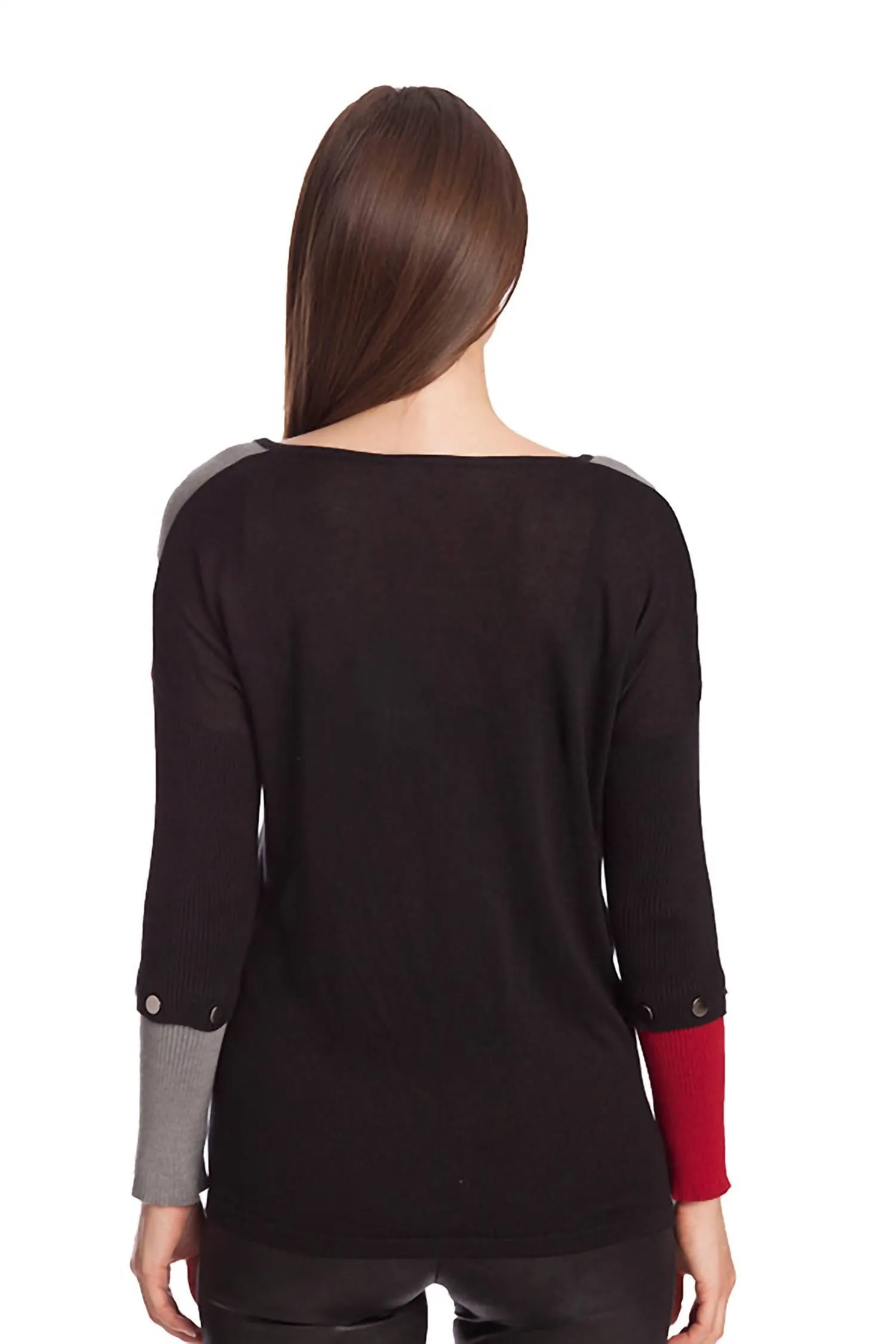 Color Block V-Neck Sweater In Black Multi
