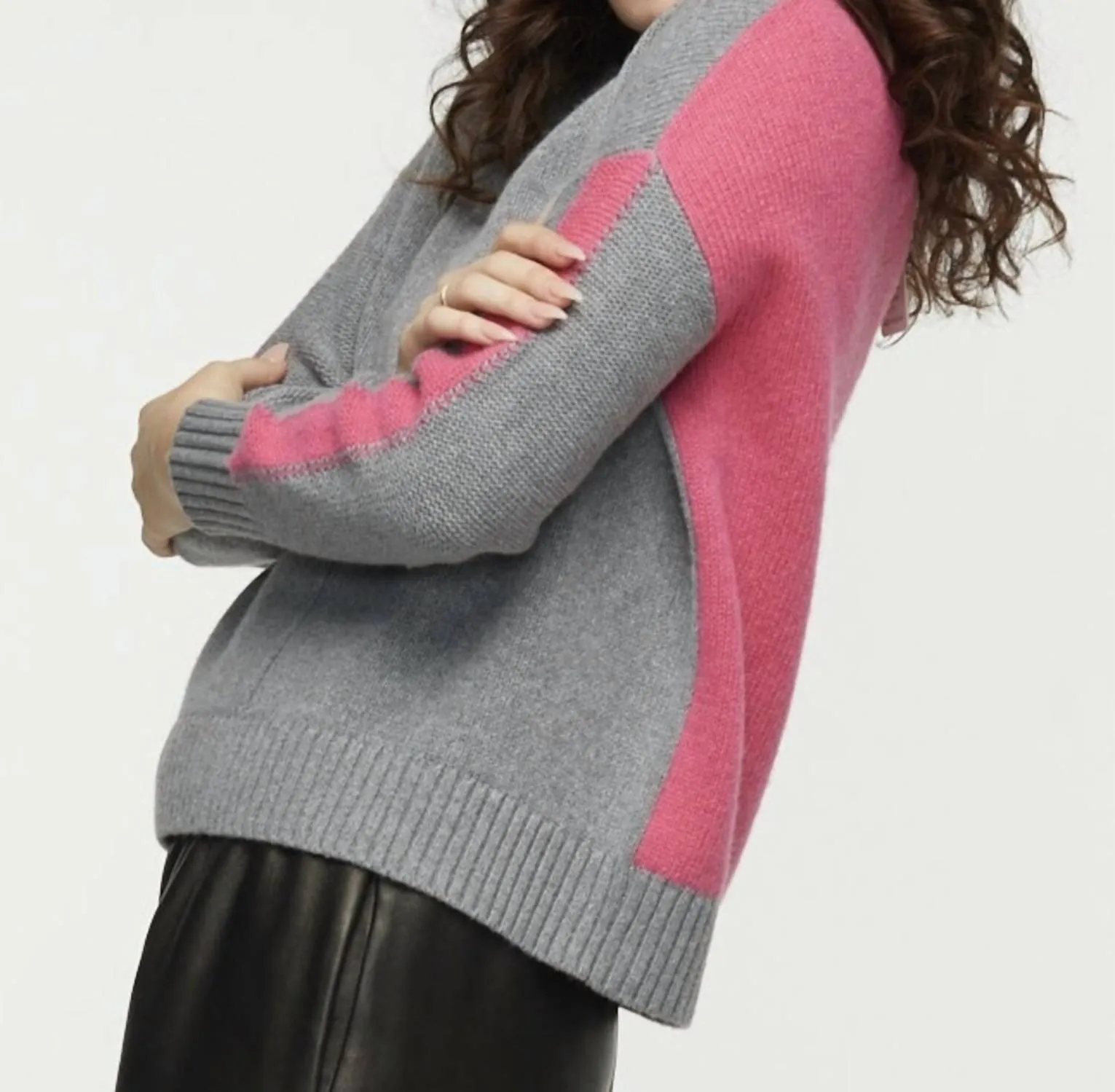 Colorblock Turtleneck Sweater In Cloud