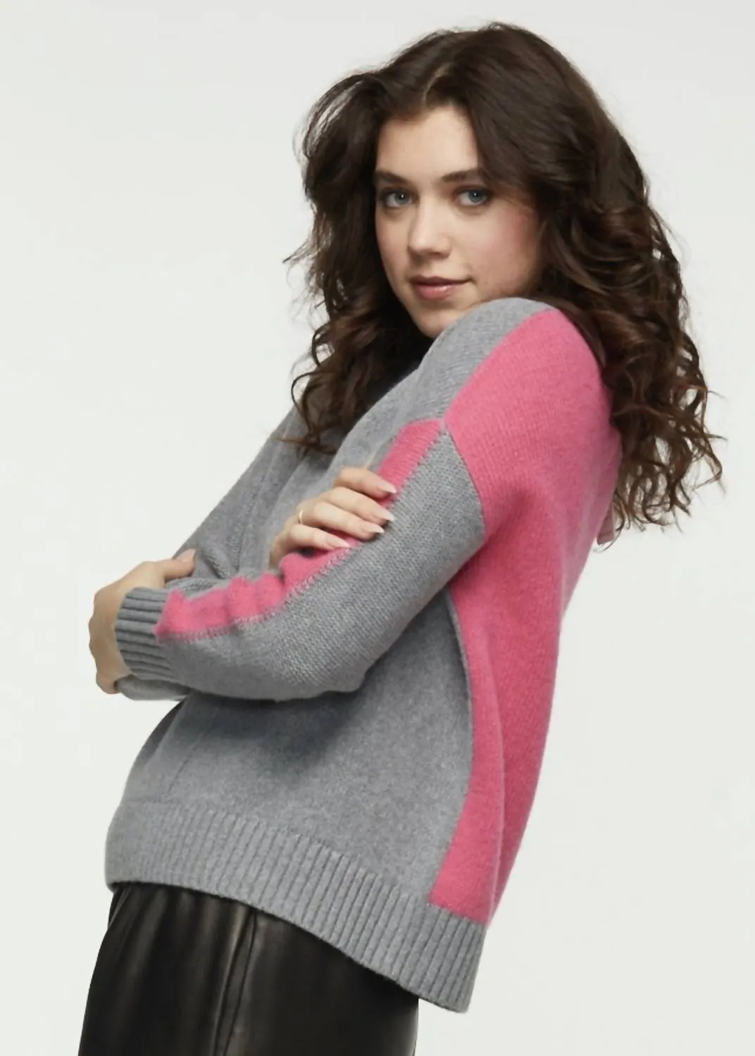 Colorblock Turtleneck Sweater In Cloud