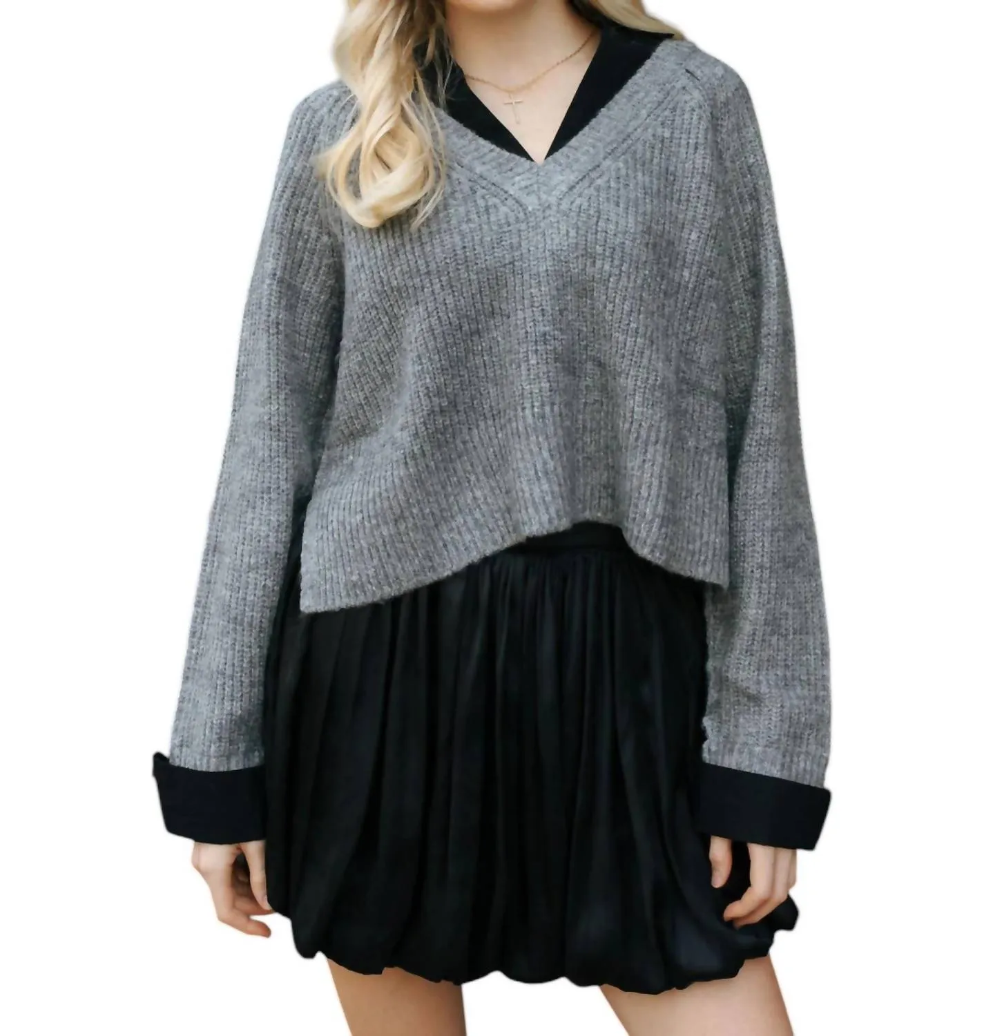Combo Sweater In Grey