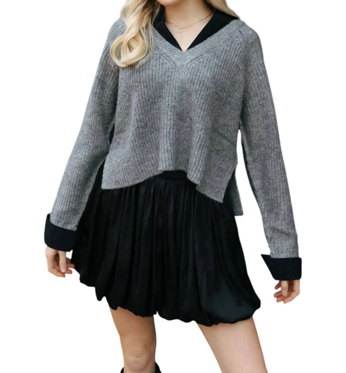 Combo Sweater In Grey