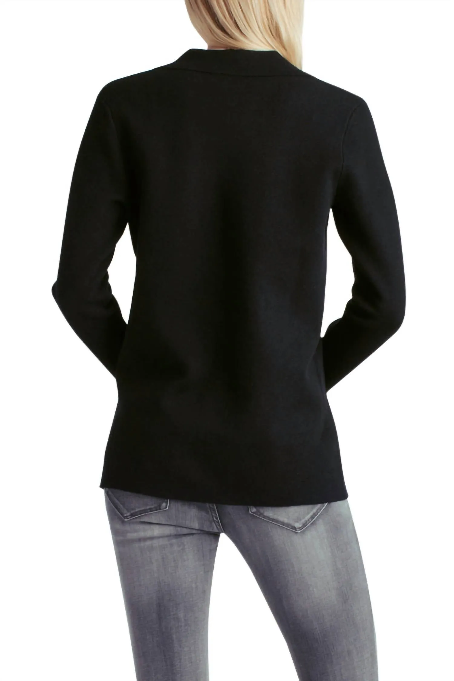 Comfy Viscose Blend Collared Cardigan In Black