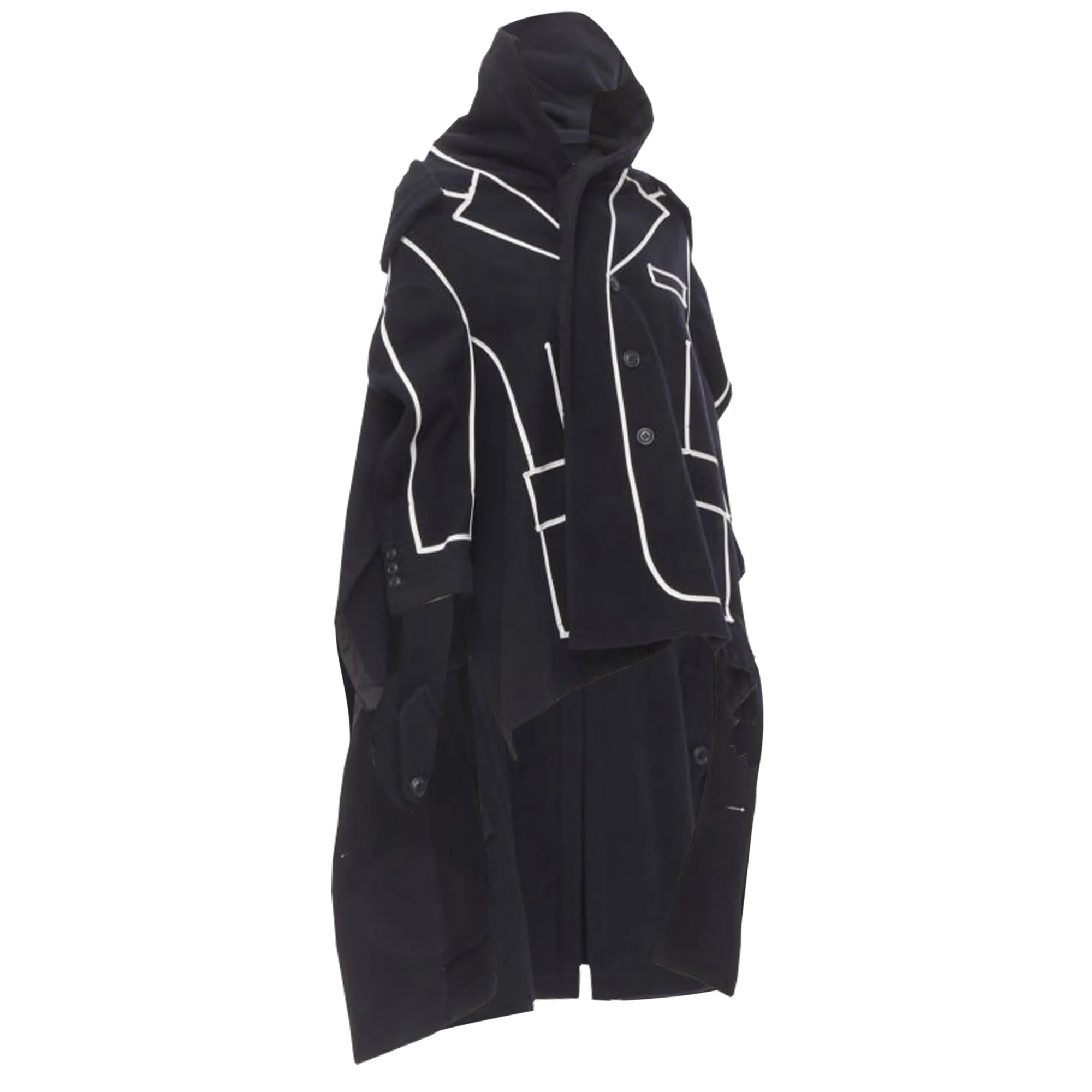 Comme Des Garcons trompe l'oeil piping trench coat
