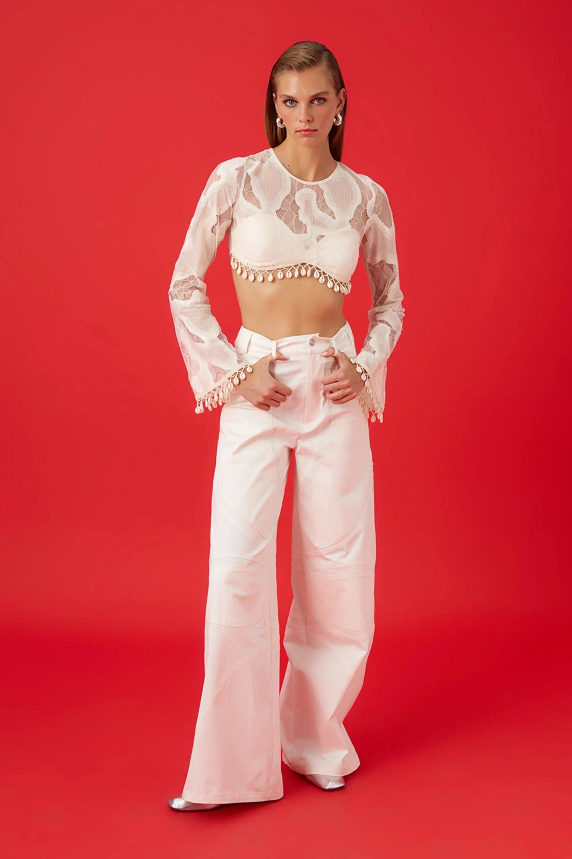 Contrast Top Stitching Pants