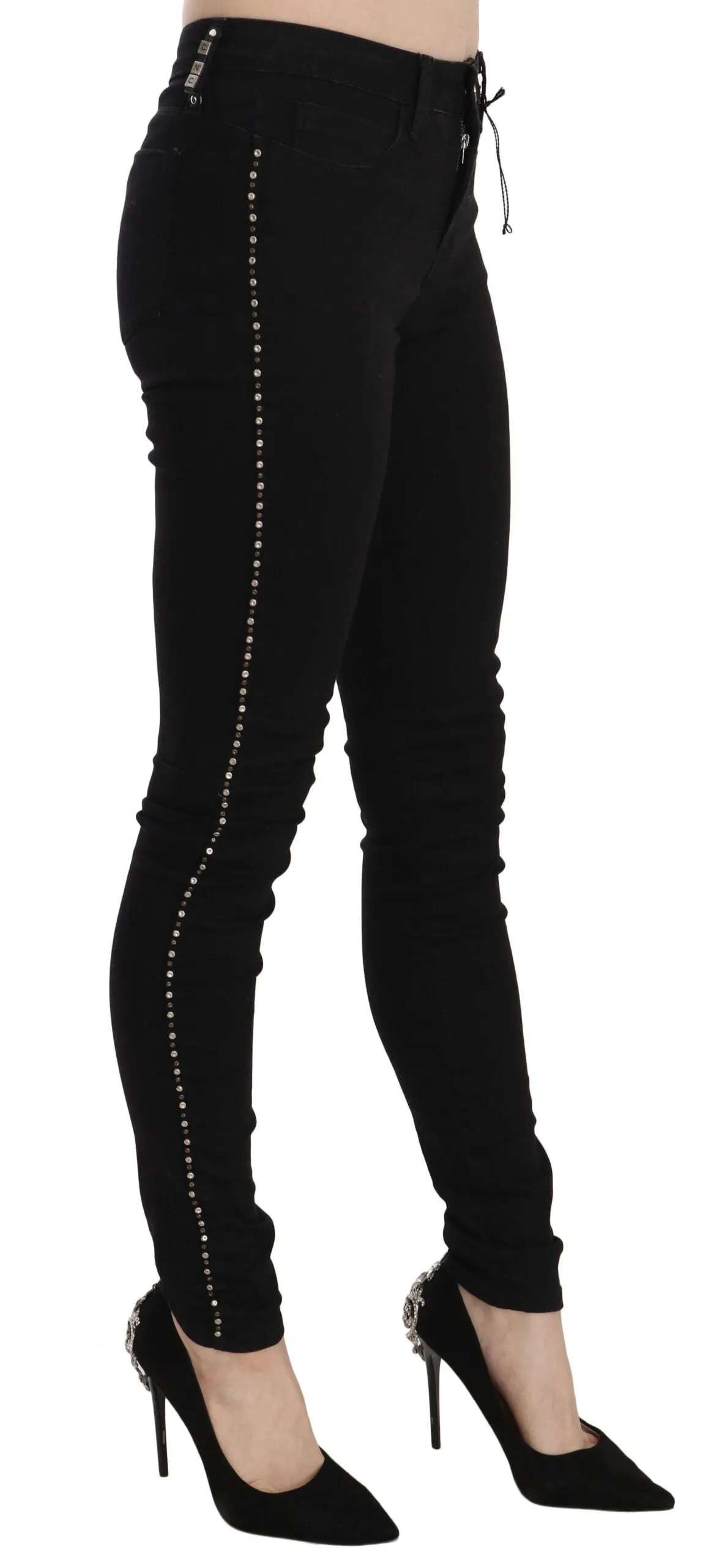 Costume National  Embellished Mid Waist Skinny blue Women's Jeans