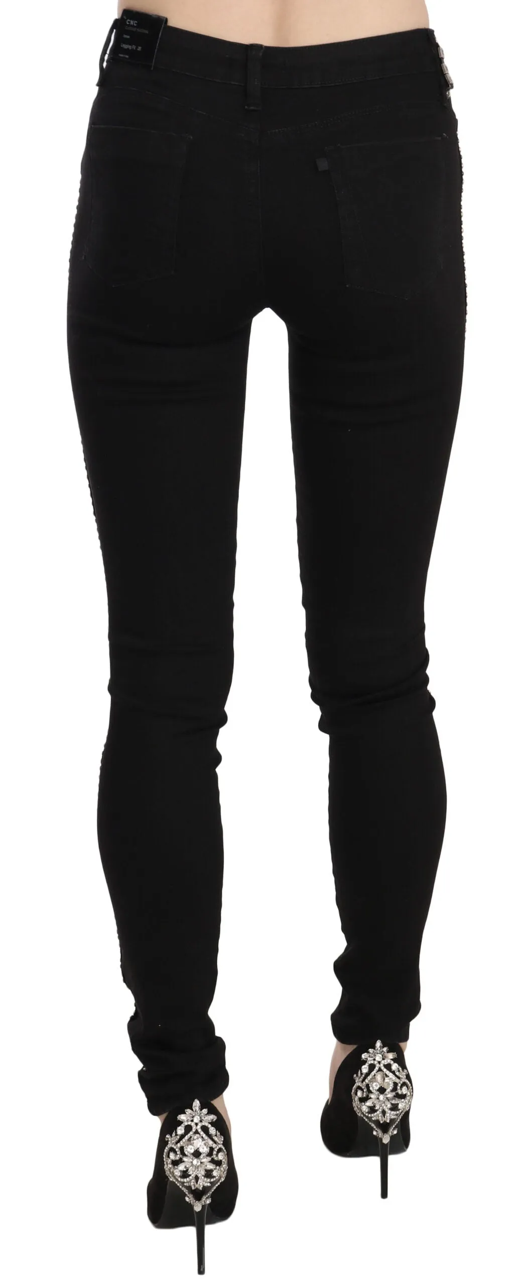 Costume National  Embellished Mid Waist Skinny blue Women's Jeans