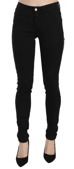 Costume National  Embellished Mid Waist Skinny blue Women's Jeans