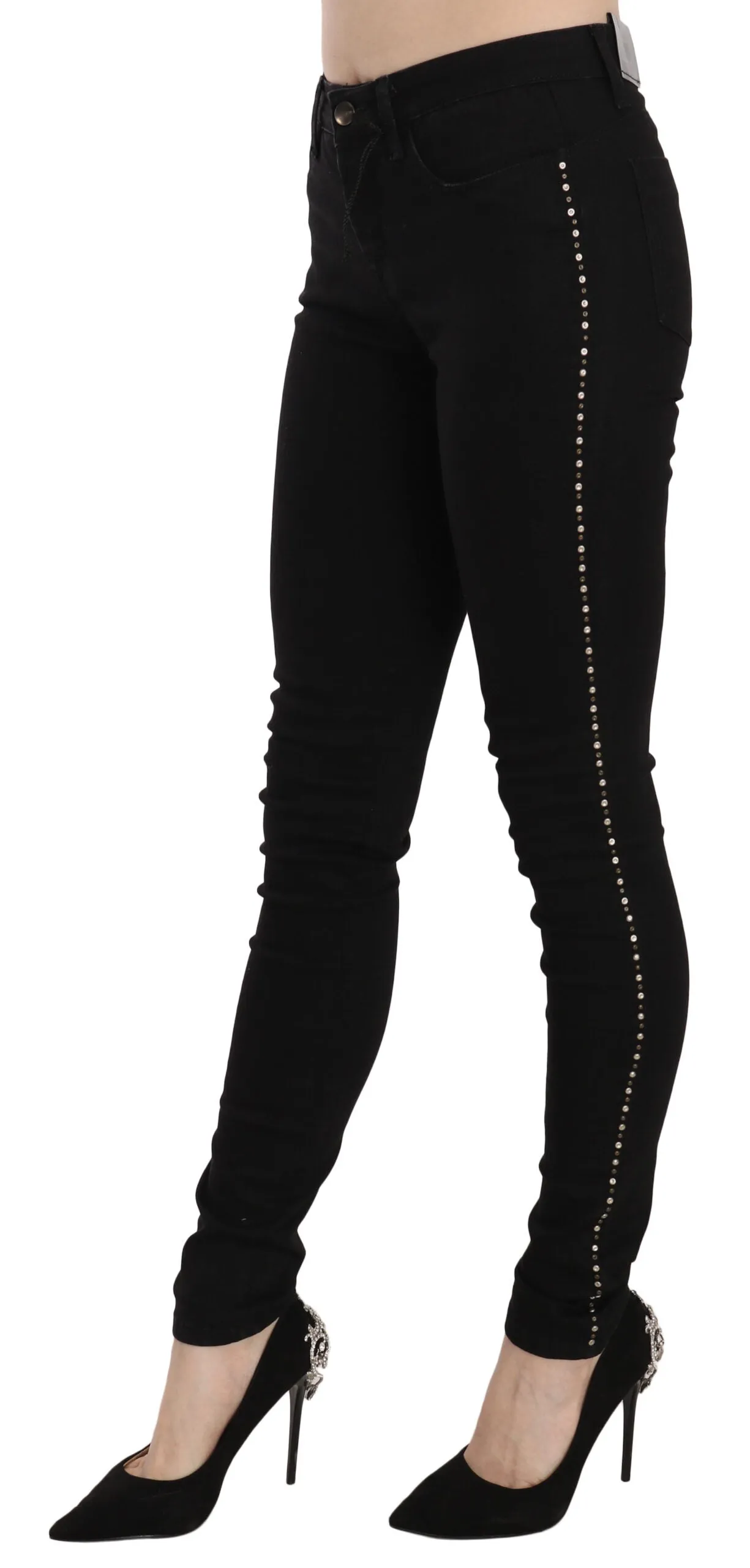 Costume National  Embellished Mid Waist Skinny blue Women's Jeans