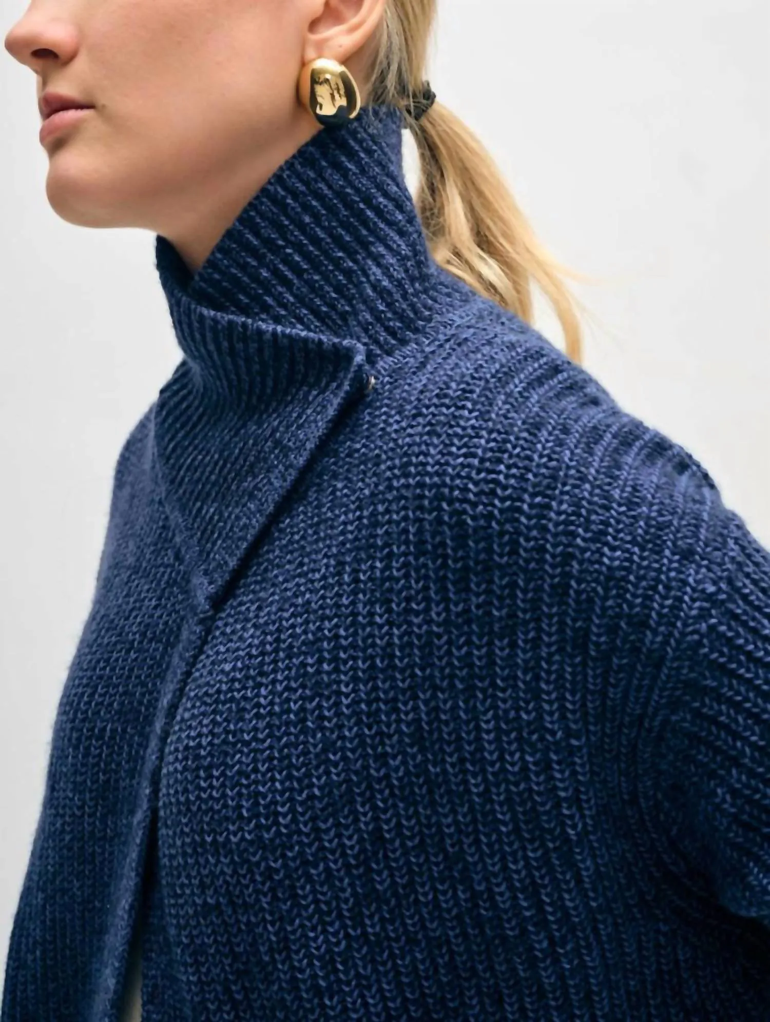 Cotton Cashmere Blend Coatigan In Blue Marl