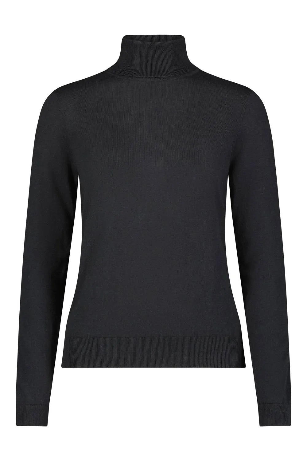 Cotton Cashmere Long Sleeve Turtleneck In Black
