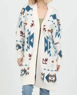 Cozy Aztec Cardigan Sweater In Ivory-Juniper